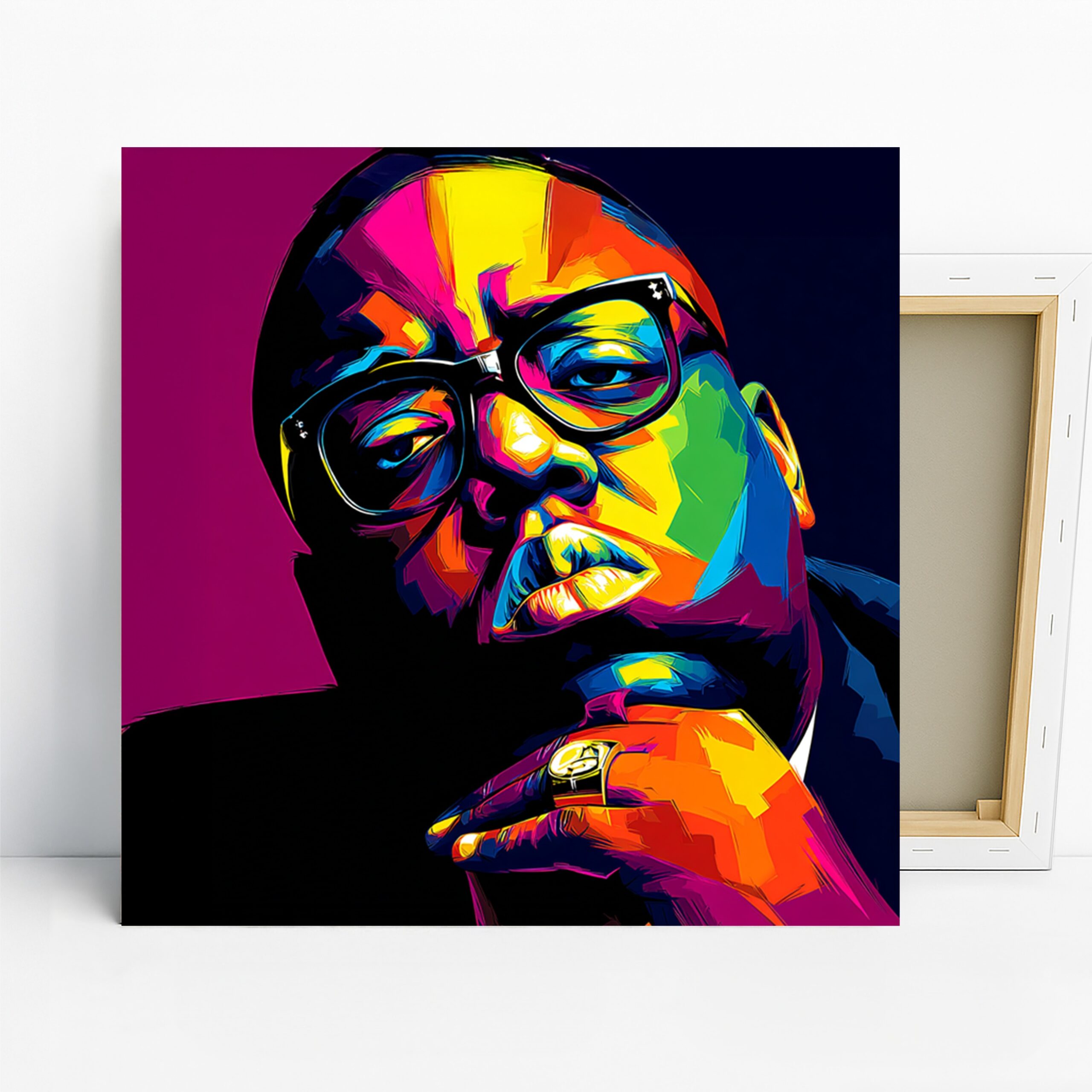 Vibrant Pop Art Portrait Art, Canvas or Poster, Modern Minimalist Glam Decor, Living Room Office Bedroom Wall Art, Pink Yellow Blue Green