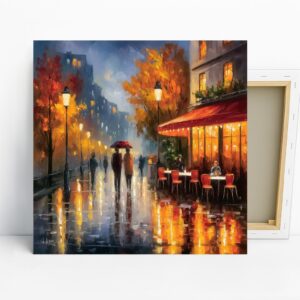 Rainy Paris Cafe Walk Art
