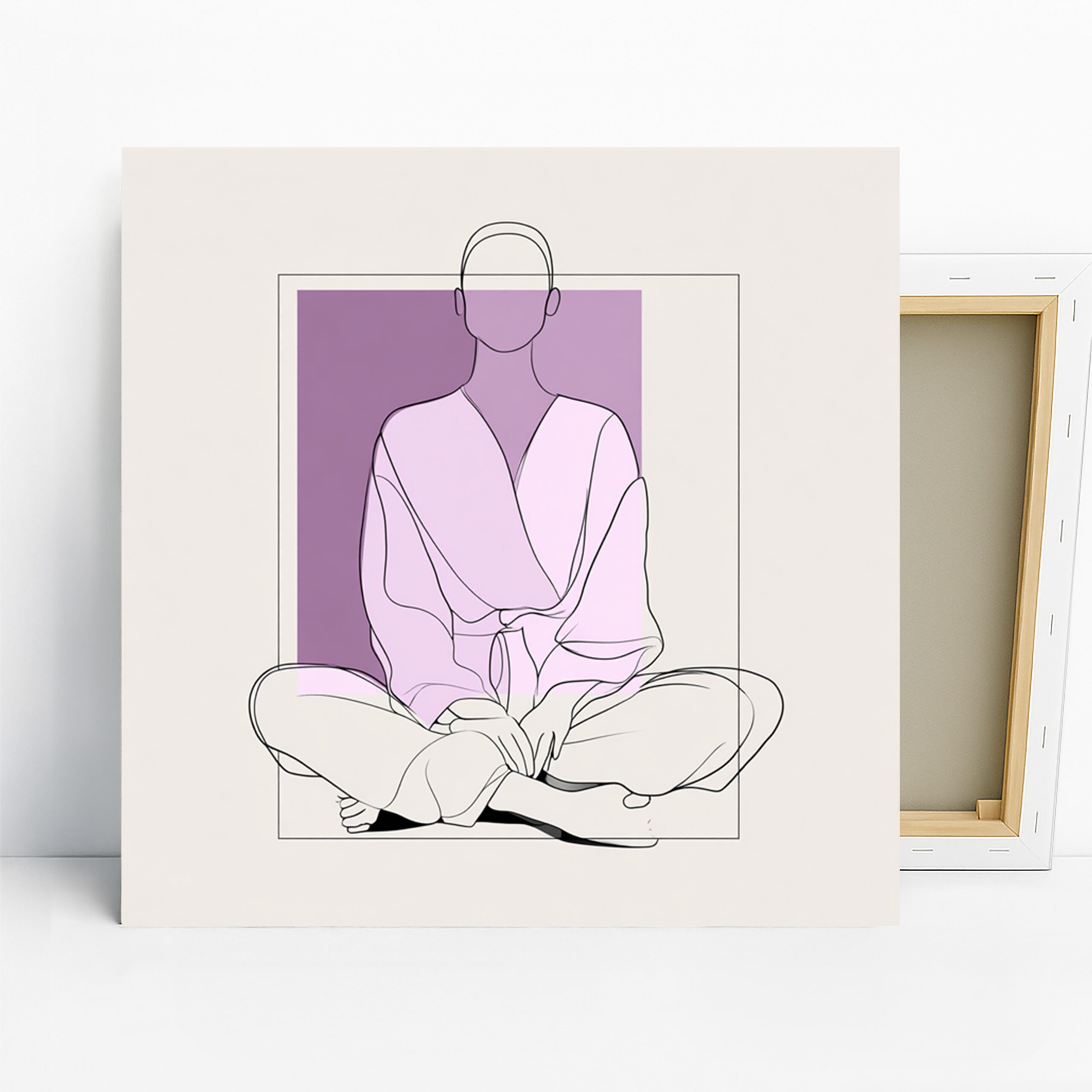 Mindful Posture Art, Canvas or Poster, Minimalism Contemporary Decor, Bedroom Living Room Office Yoga Studio Wall Art, Purple Pink White