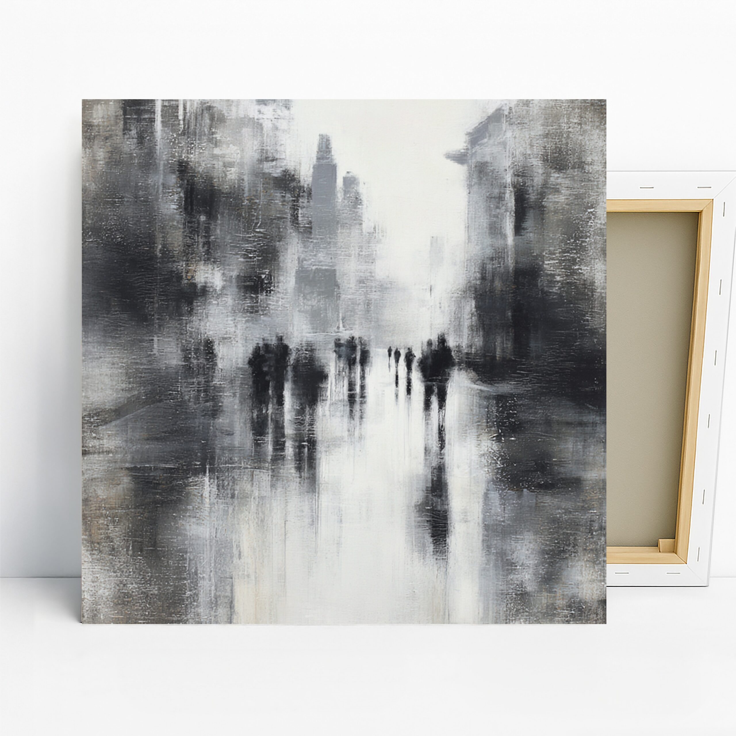 City Silhouettes Art, Canvas or Poster, Abstract Contemporary Decor, Living Room Office Bedroom Wall Art, Grey Black and White