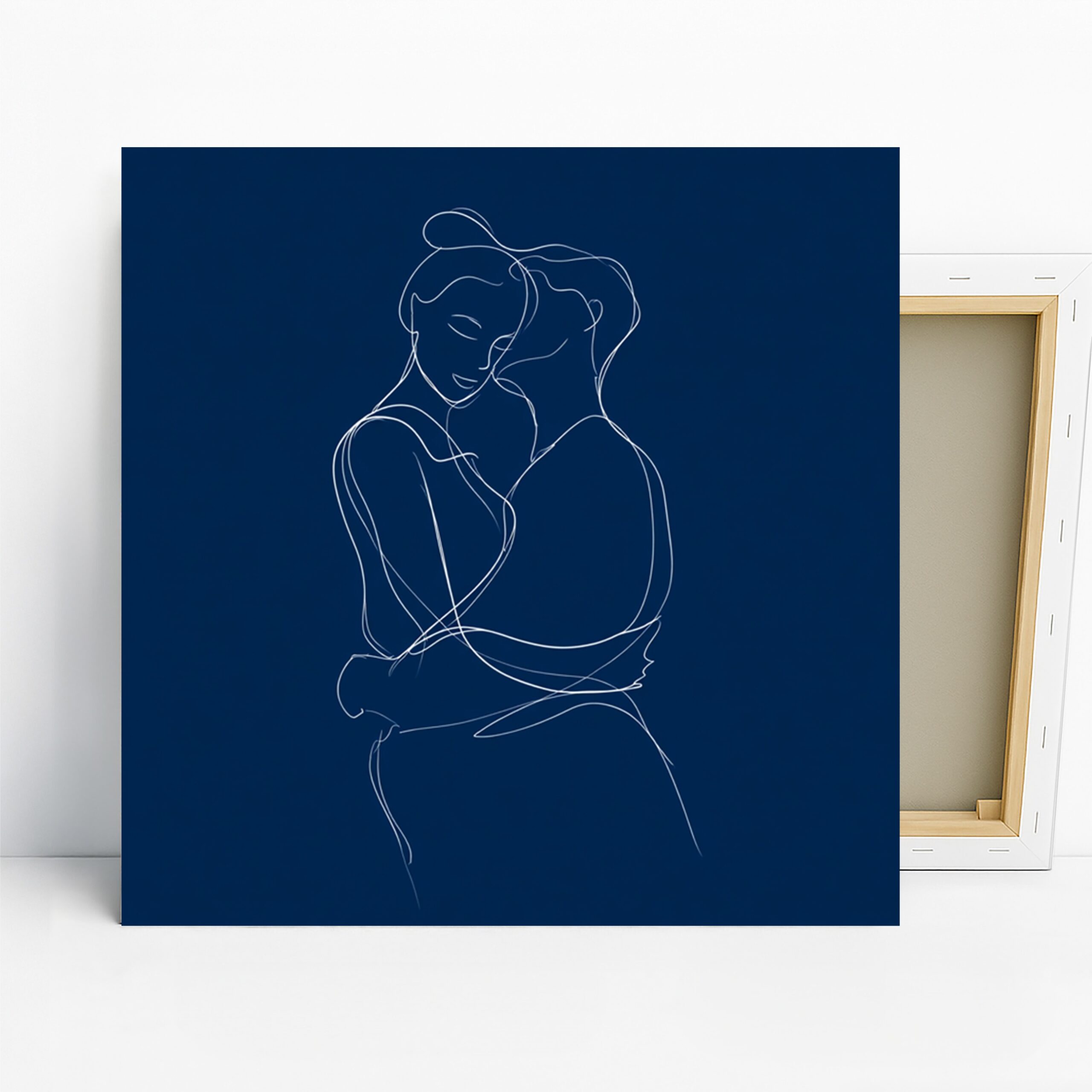 Elegant Line Drawing Art, Canvas or Poster, Minimalism Modern Decor, Bedroom Living Room Office Bathroom Wall Art, Blue and White