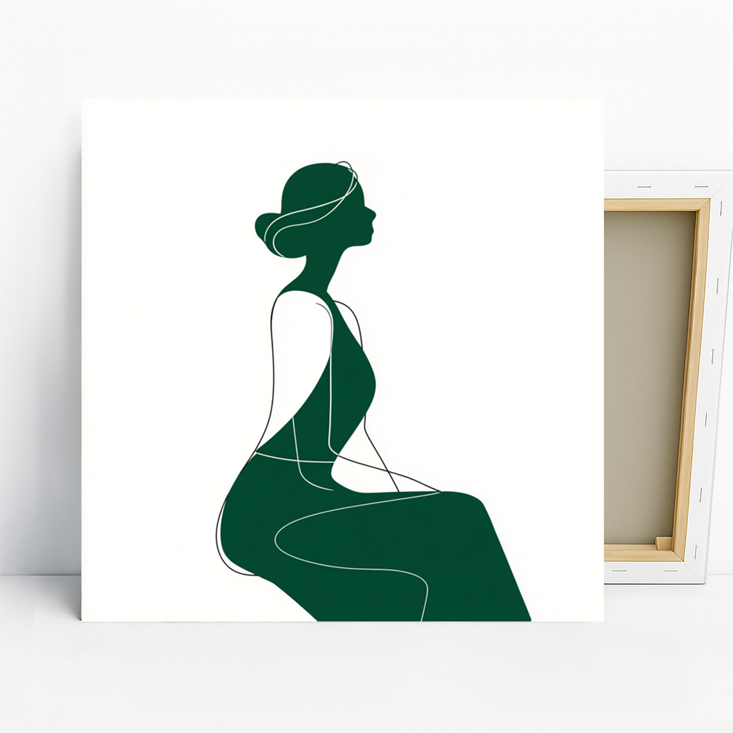 Elegant Silhouette Art, Canvas or Poster, Minimalism Scandinavian Decor, Bedroom Living Room Office Wall Art, Green and White, Home Decor