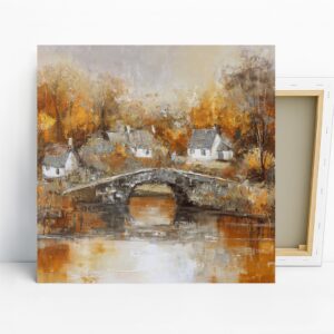 Autumn Bridge Village Art