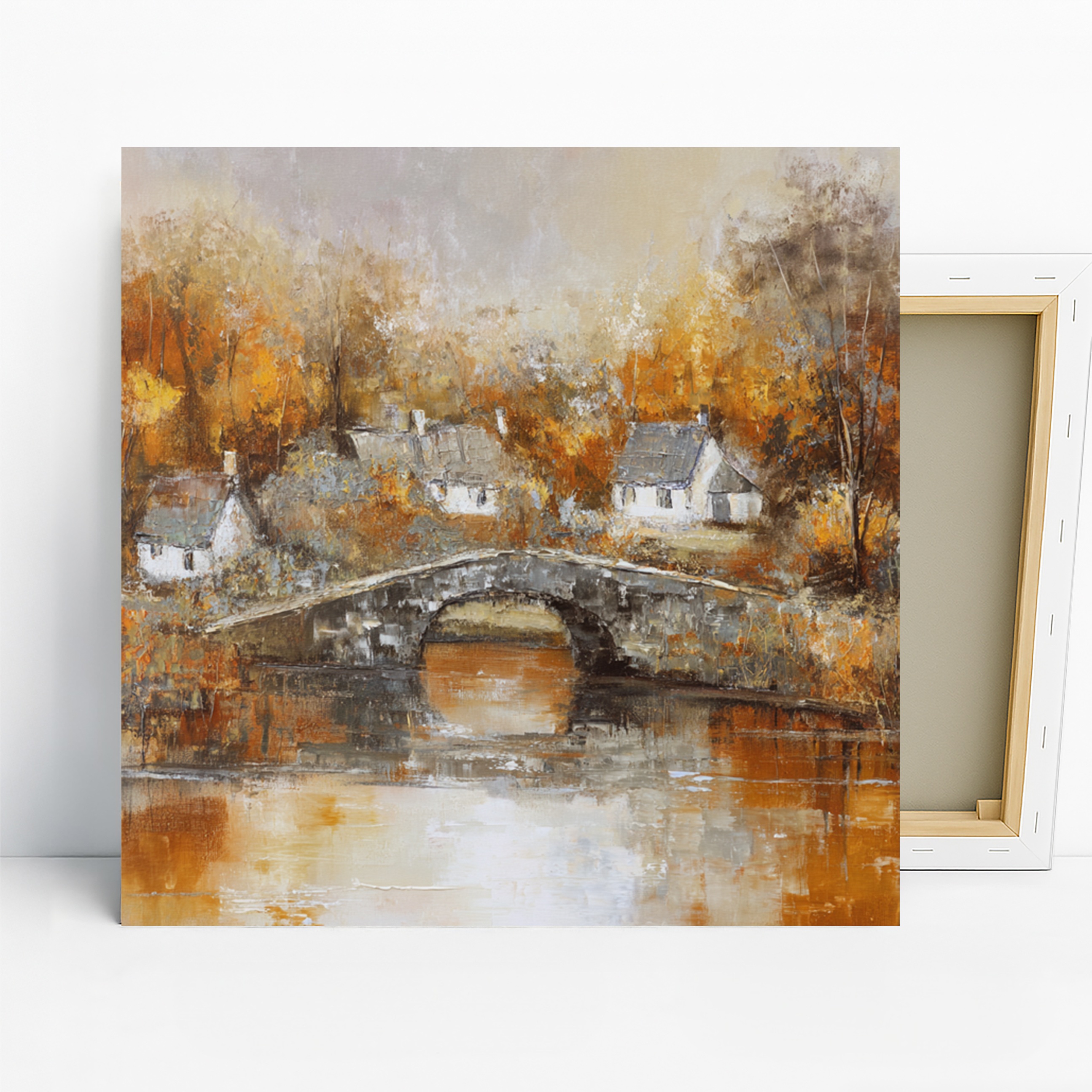 Autumn Bridge Village Art