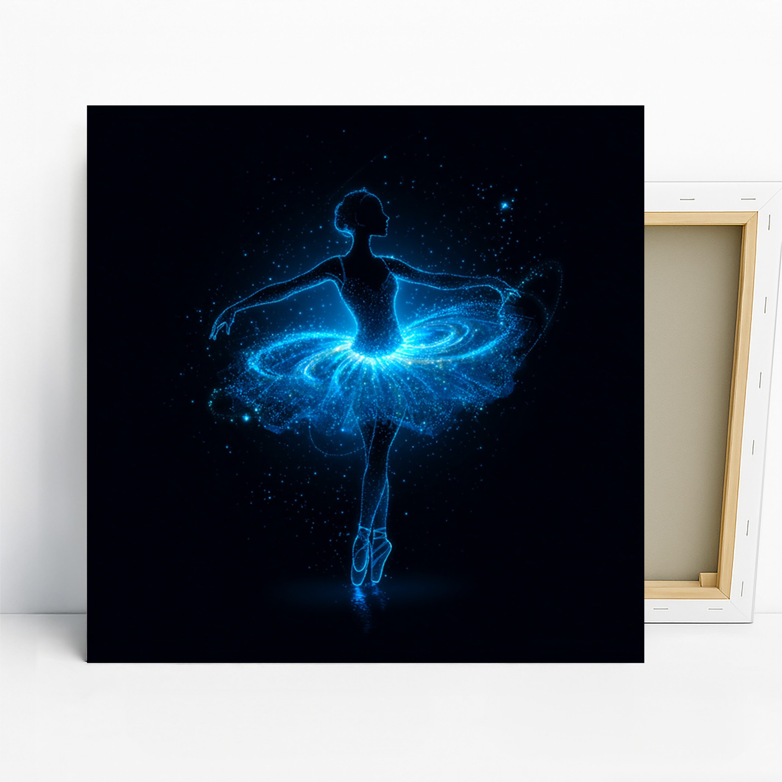 Celestial Ballerina Art, Canvas or Poster, Contemporary Abstract Modern Decor, Bedroom Living Room Office Wall Art, Blue Black White
