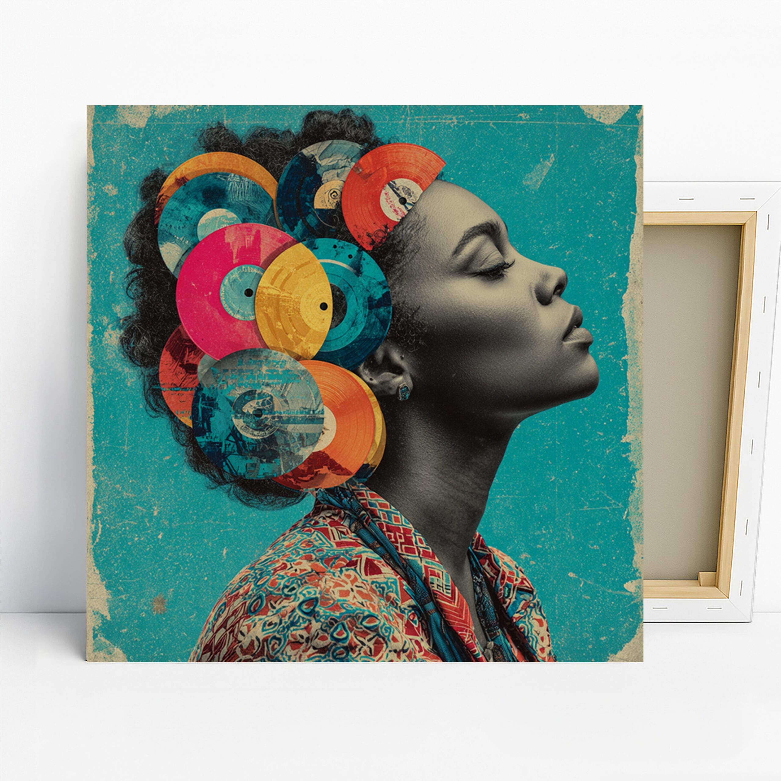 Vinyl Soul Beats Art, Canvas or Poster, Contemporary Music Pop Art, Living Room Bedroom Home Office Decor, Multicolor Teal Pink Orange