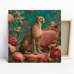 Cheetah Floral Throne Art