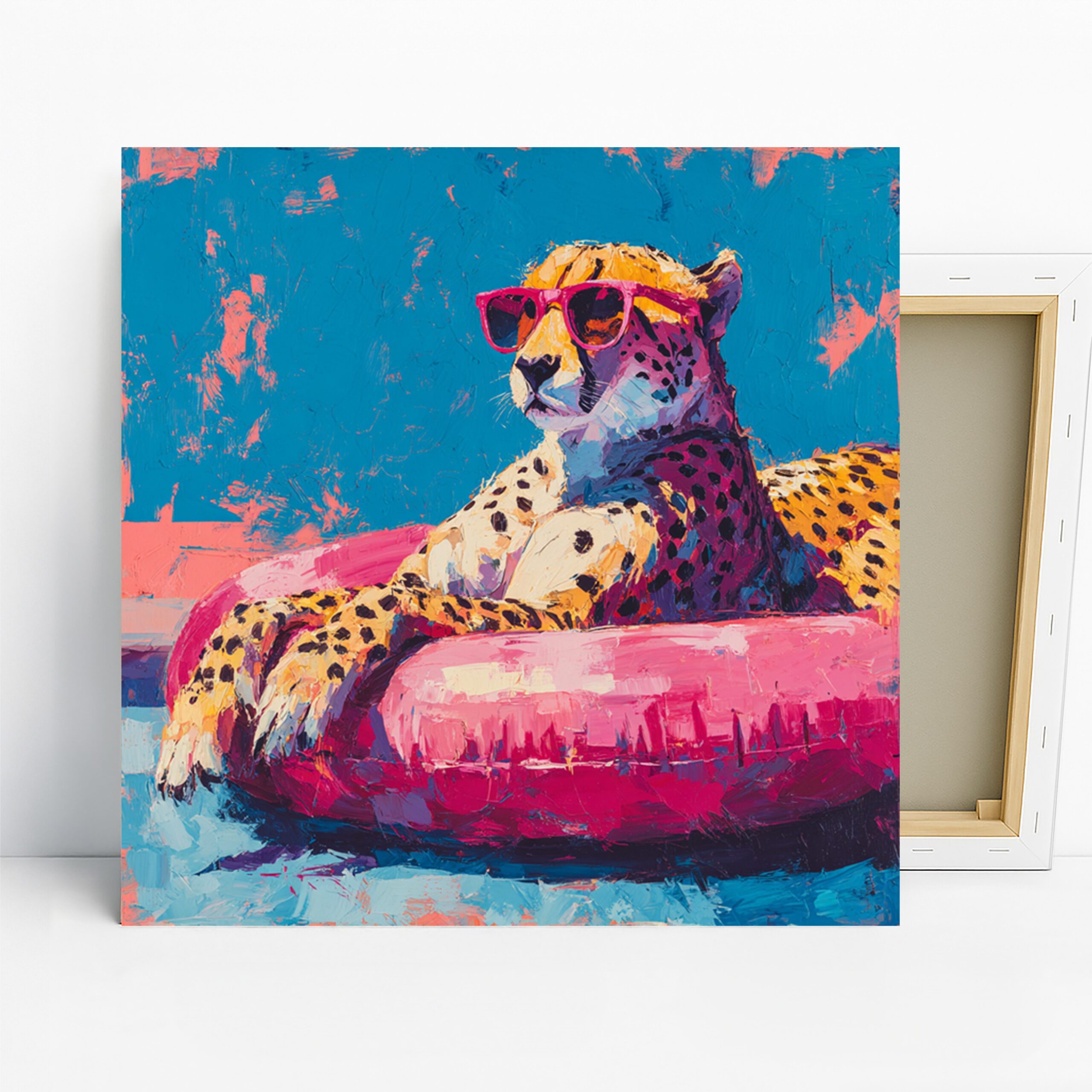 Cheetah Art, Canvas or Poster, Pop Art Modern Decor, Living Room Bedroom Office Game Room Wall Art, Pink Blue Yellow Purple