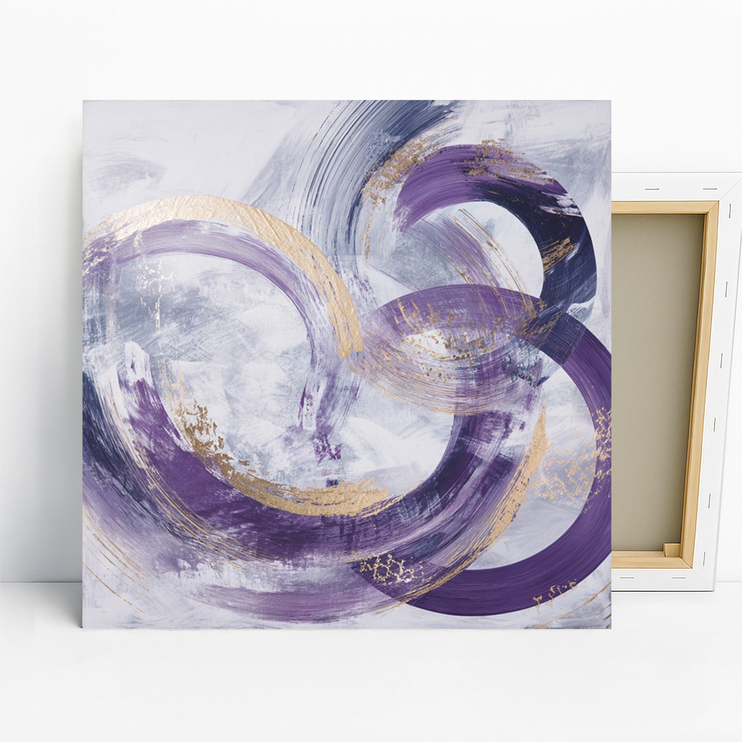 Swirling Amethyst Elegance Art, Canvas or Poster, Abstract Contemporary Decor, Living Room Bedroom Office Wall Art, Purple Gold White Grey