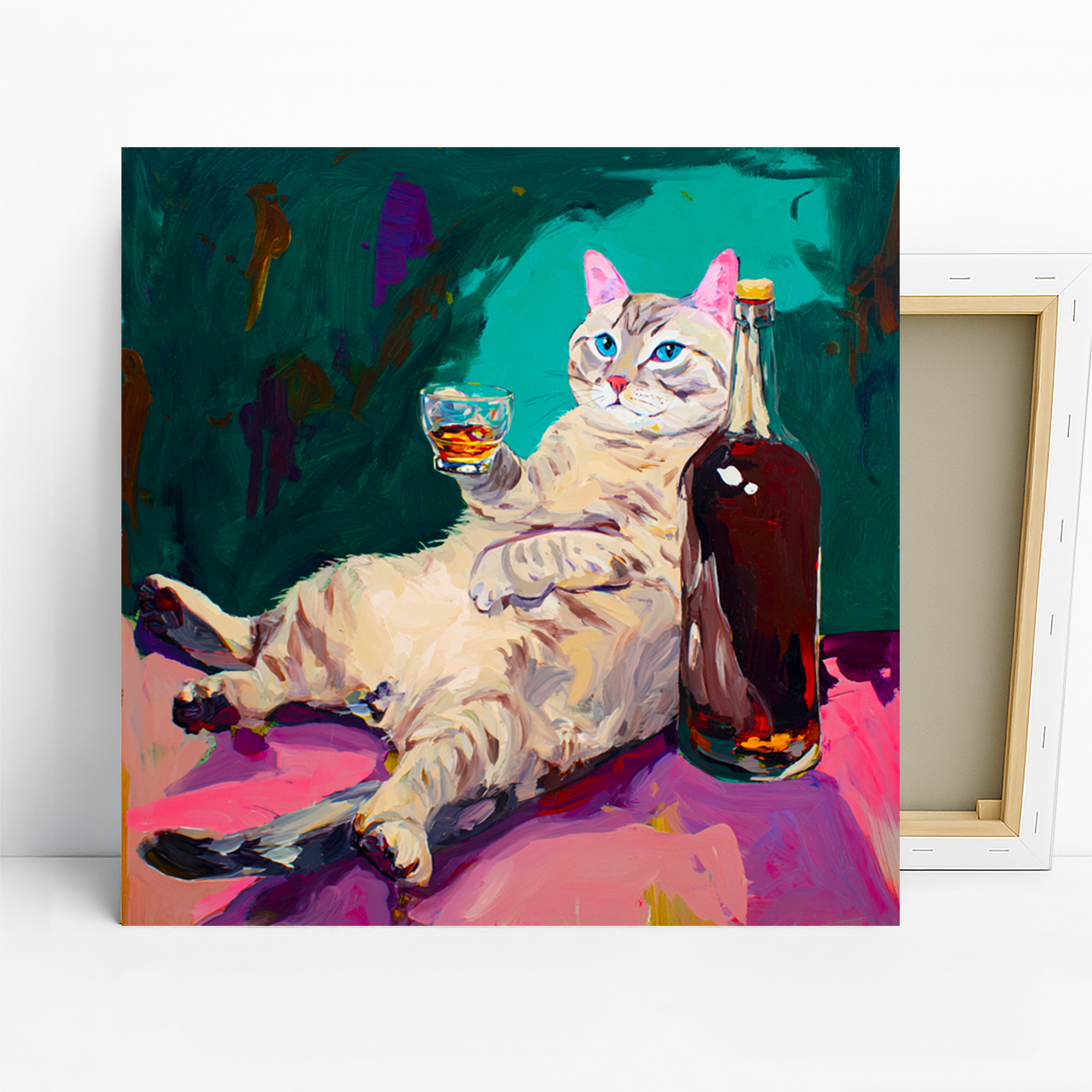 Cat Drinking Art