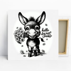 Donkey Holding Flowers Art