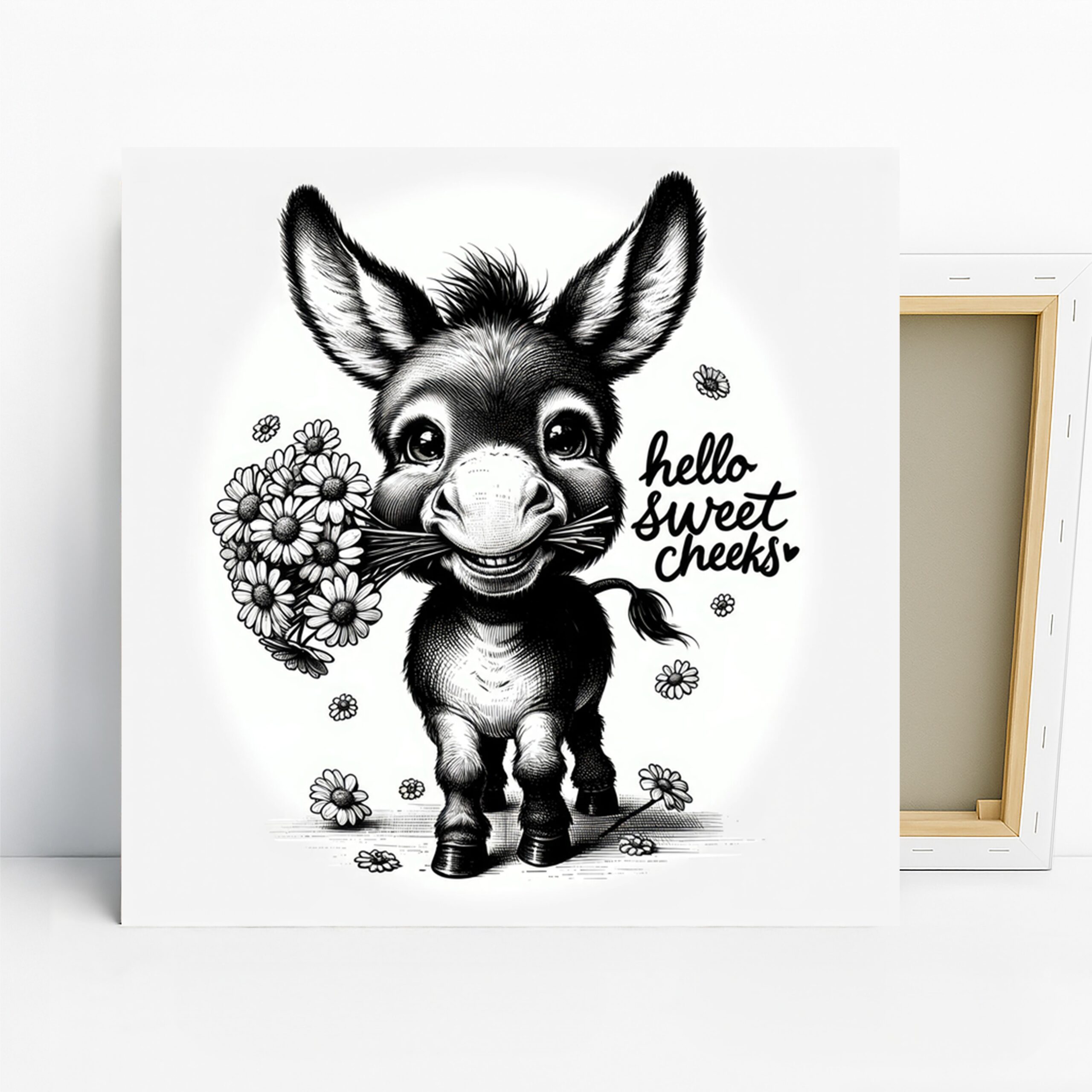 1.jpg Donkey Holding Flowers Art
