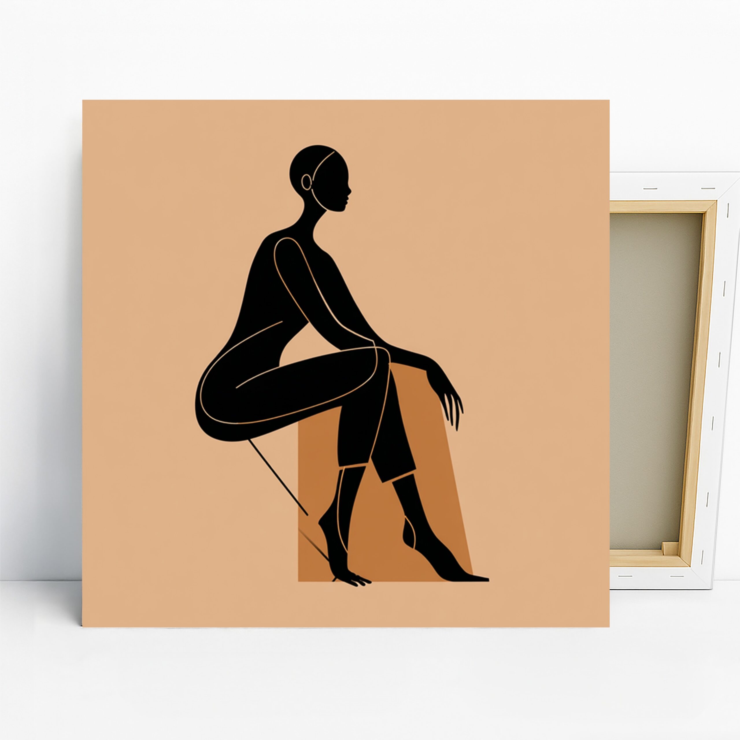 Elegant Silhouette Art, Canvas or Poster, Minimalism Modern Decor, Living Room Bedroom Office Bathroom Wall Art, Black Beige Brown