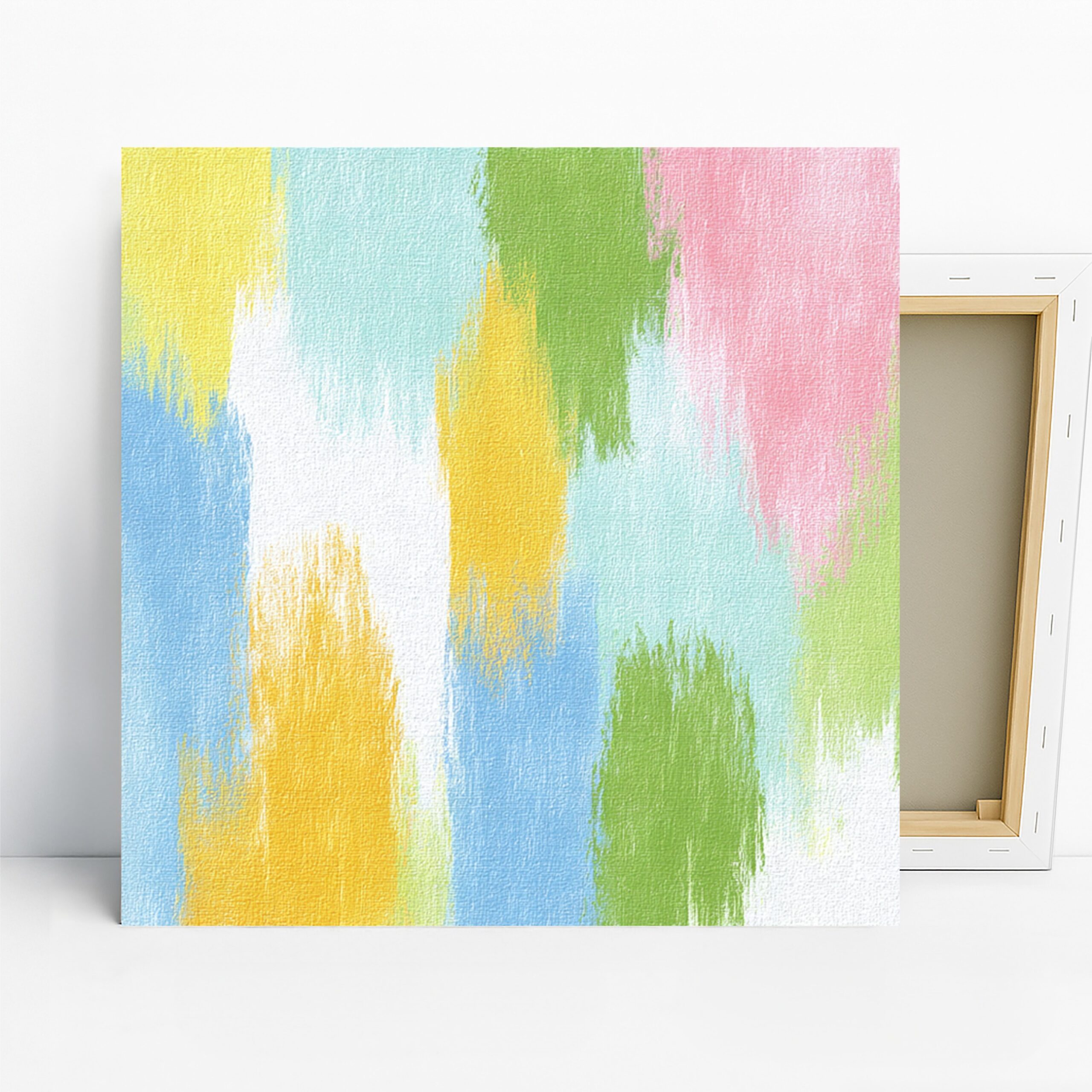 Pastel Brushstrokes Art, Canvas or Poster, Abstract Minimalism Decor, Living Room Bedroom Office Nursery Wall Art, Yellow Blue Green Pink