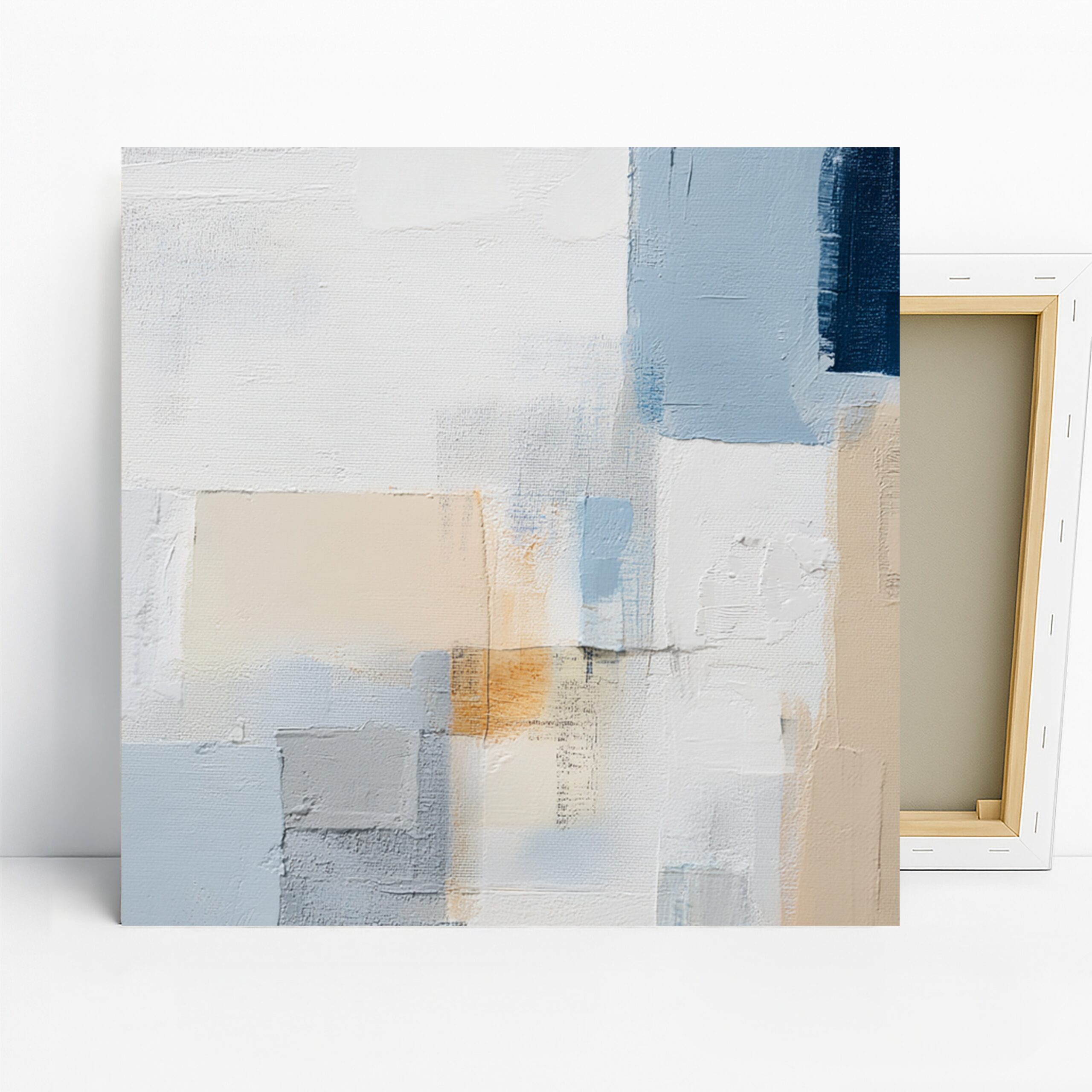 Serene Geometry Art, Canvas or Poster, Abstract Minimalism Decor, Living Room Office Bedroom Bathroom Wall Art, Blue White Beige Gray