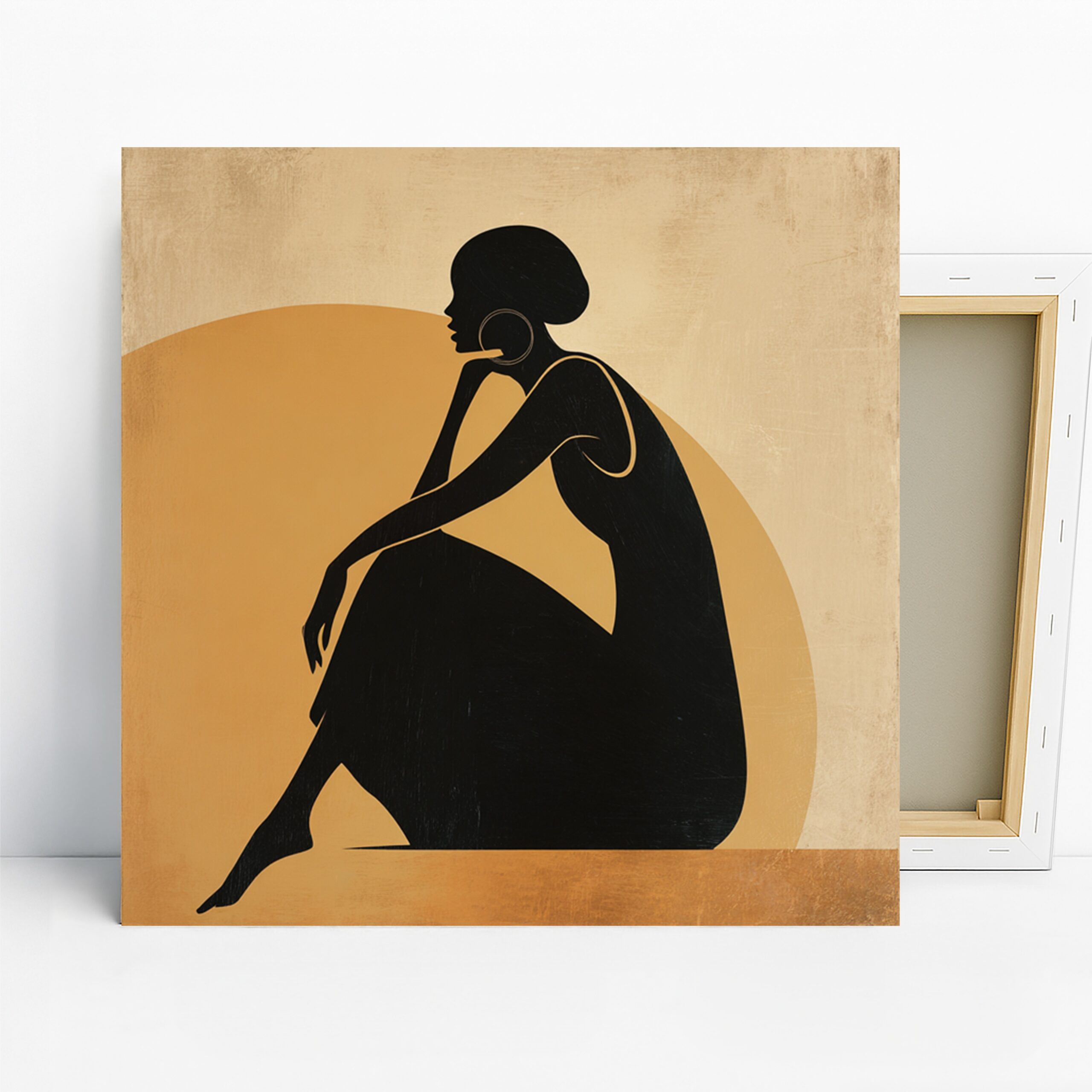 Elegant Silhouette Art, Canvas or Poster, Contemporary Minimalist Glam Decor, Living Room Bedroom Dining Room Wall Art, Black Gold Beige