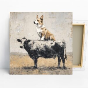 Corgi on Cow Art
