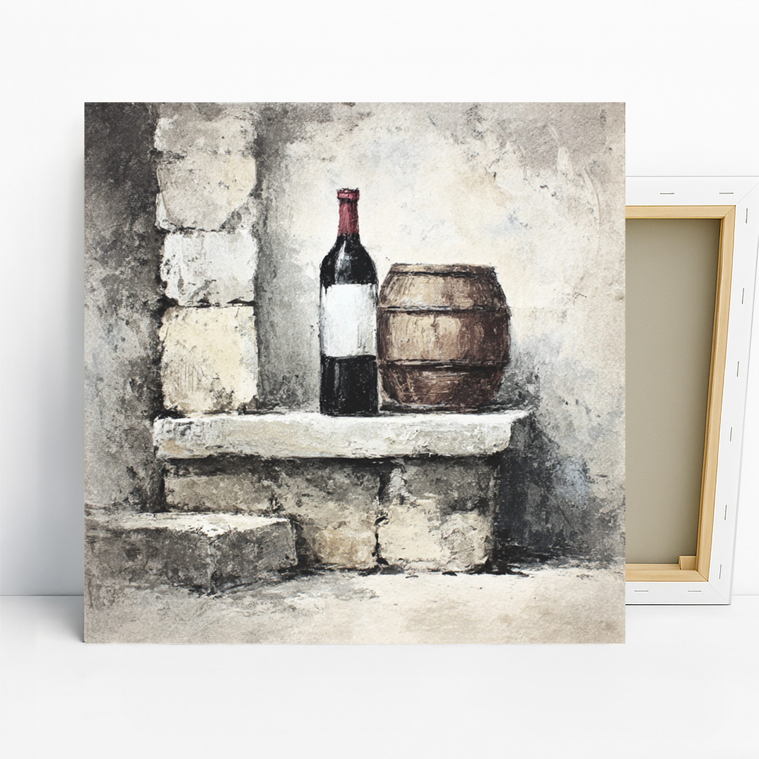 Rustic Wine Cellar Art, Canvas or Poster, Vintage Farmhouse Decor, Kitchen Dining Room Home Bar Wall Art, Brown Red White Black
