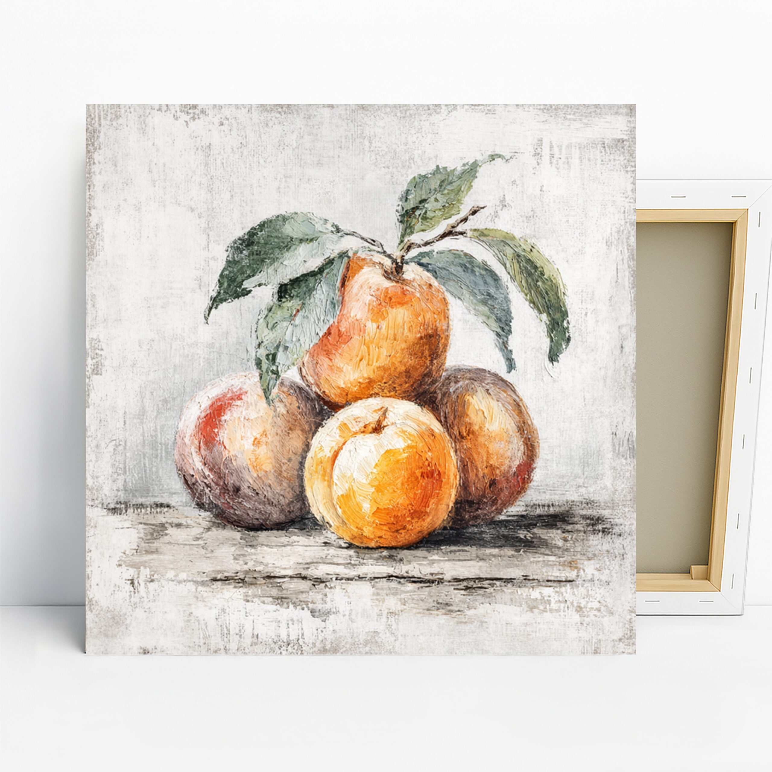 Peach and Apricot Art, Canvas or Poster, Classic Rustic Country Decor, Kitchen Dining Room Living Room Wall Art, Orange Green Yellow Brown
