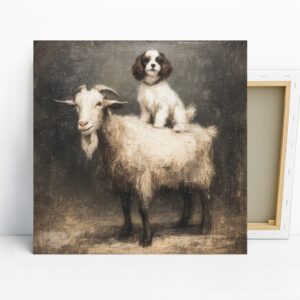 Dog and Goat Friendship Art