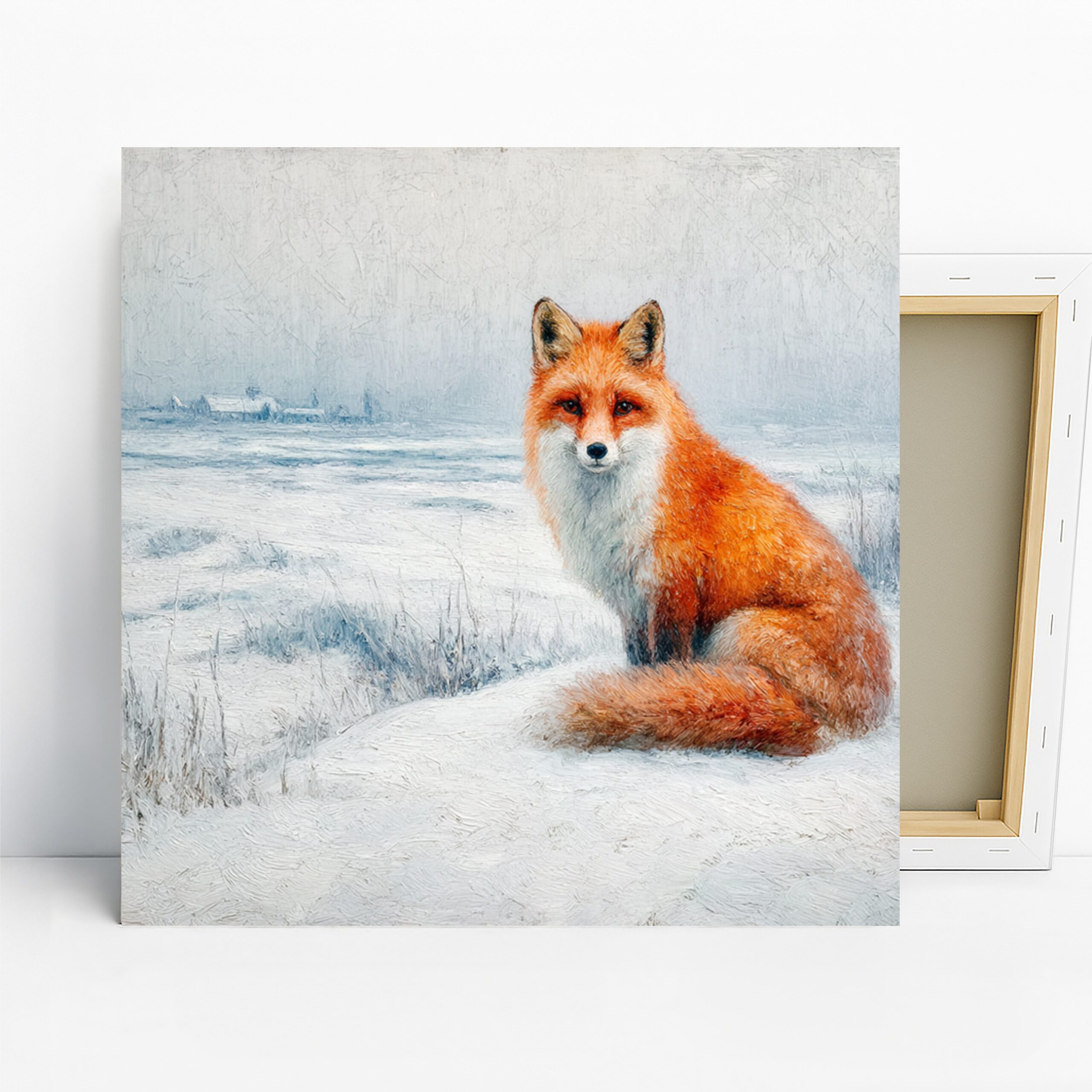 Fox Wall Art, Canvas or Poster, Nature Contemporary Decor, Living Room Bedroom Office Nursery Wall Art, Orange White Blue Grey