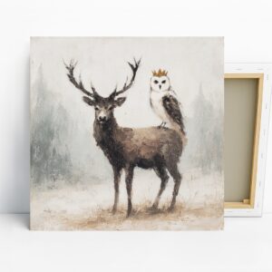 Crowned Owl and Deer Art