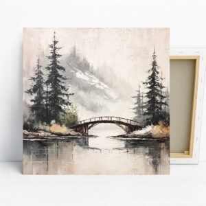 Misty Forest Bridge Art