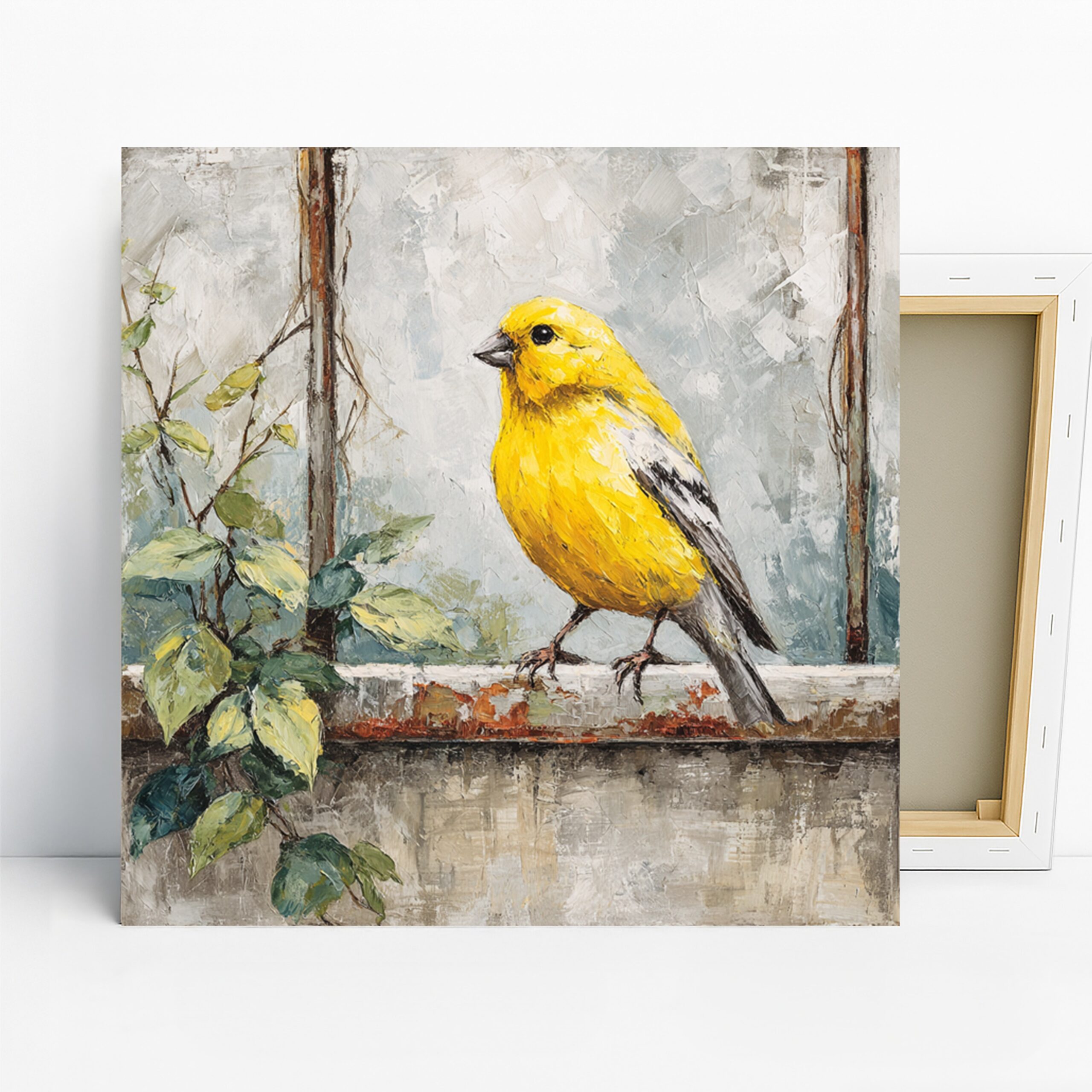 American Goldfinch Art, Canvas or Poster, Nature Rustic Decor, Living Room Office Bedroom Wall Art, Yellow Green White Home Decor