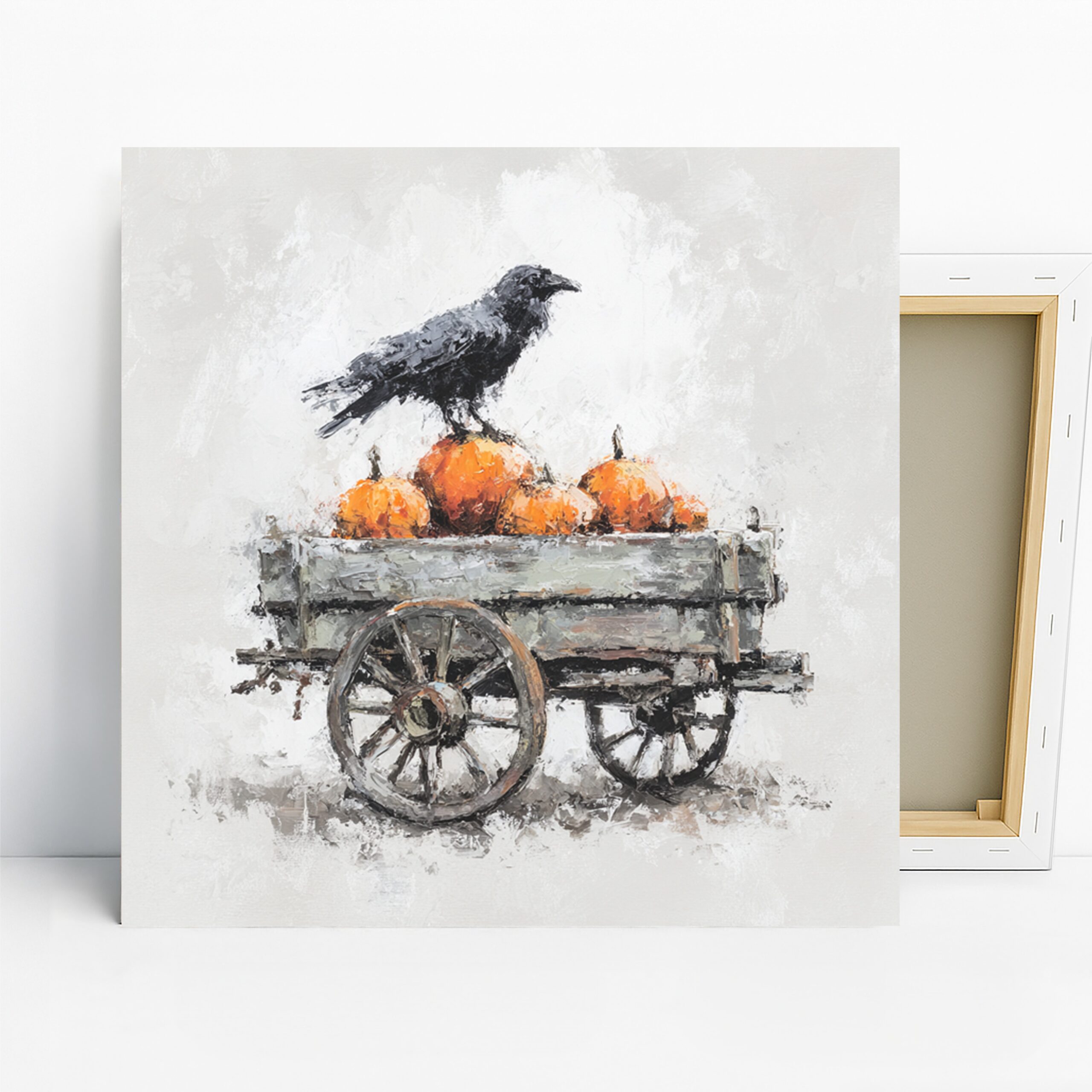 Crow Art, Canvas or Poster, Vintage Nature Decor, Living Room Dining Room Kitchen Wall Art, Orange Black Grey Brown Autumn Harvest Decor