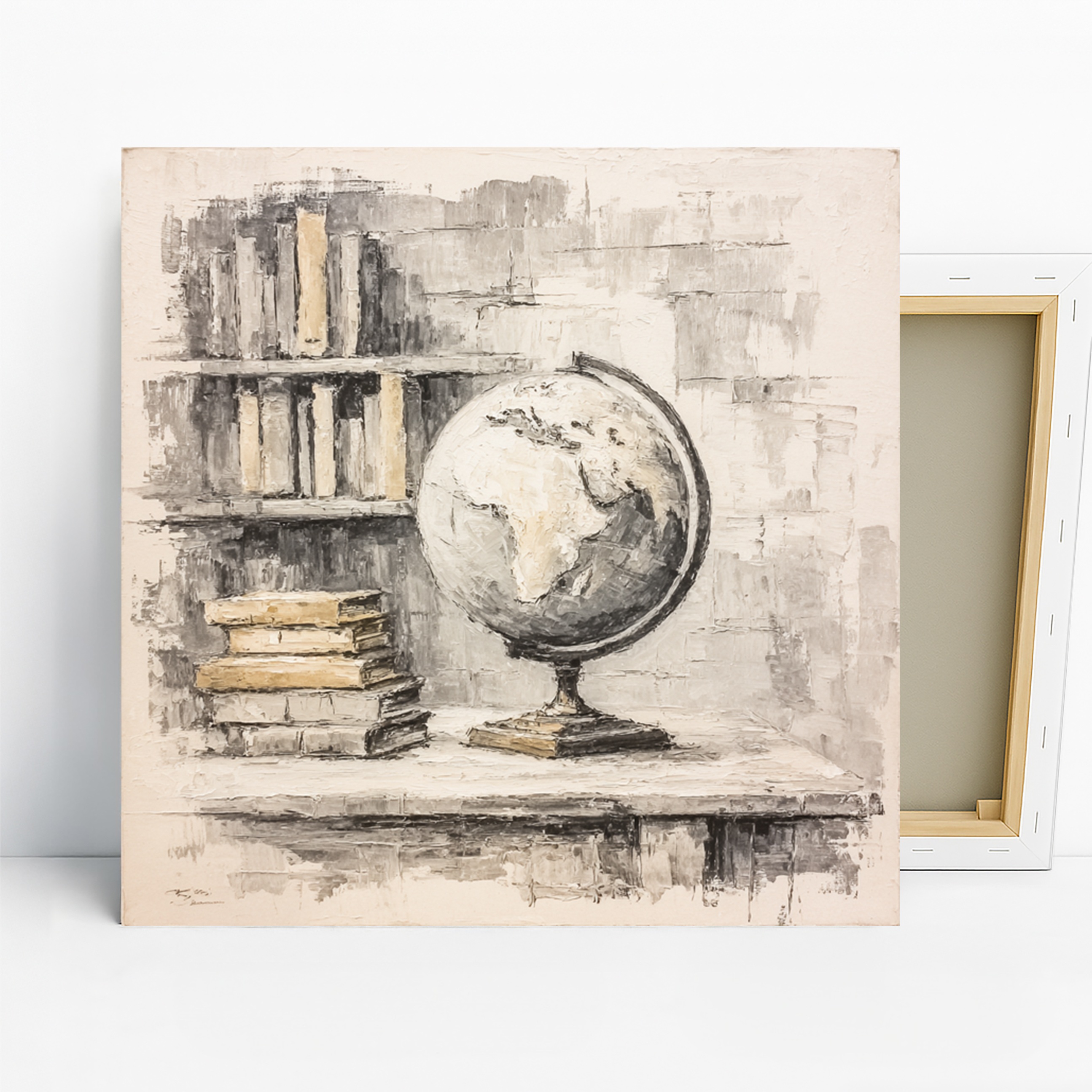 Globe and Books Art