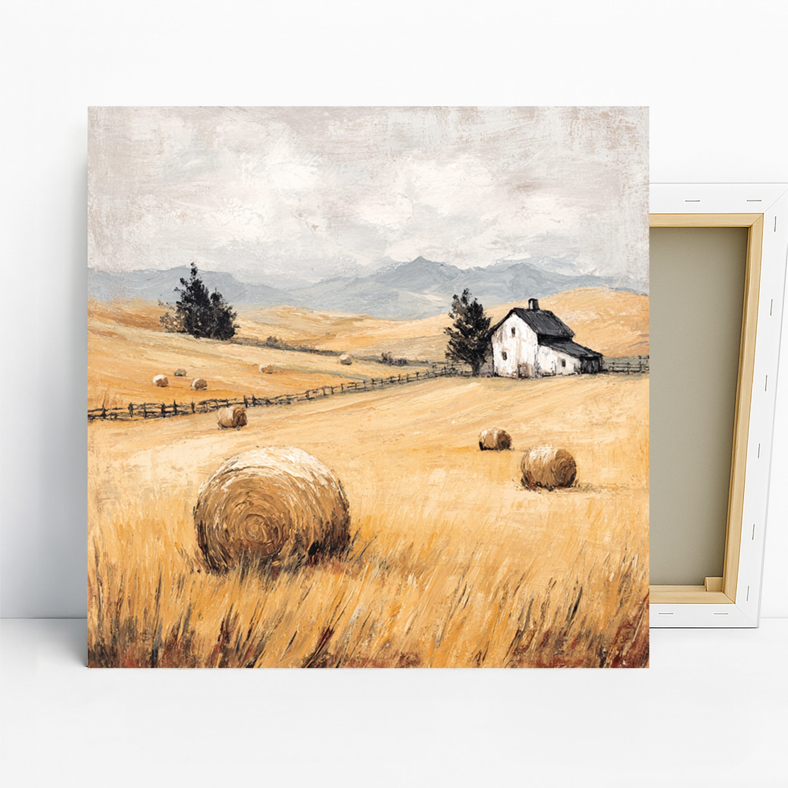 Sheep Farm Art, Canvas or Poster, Vintage Rustic Country Decor, Living Room Bedroom Dining Kitchen Wall Art, Yellow Brown White Blue