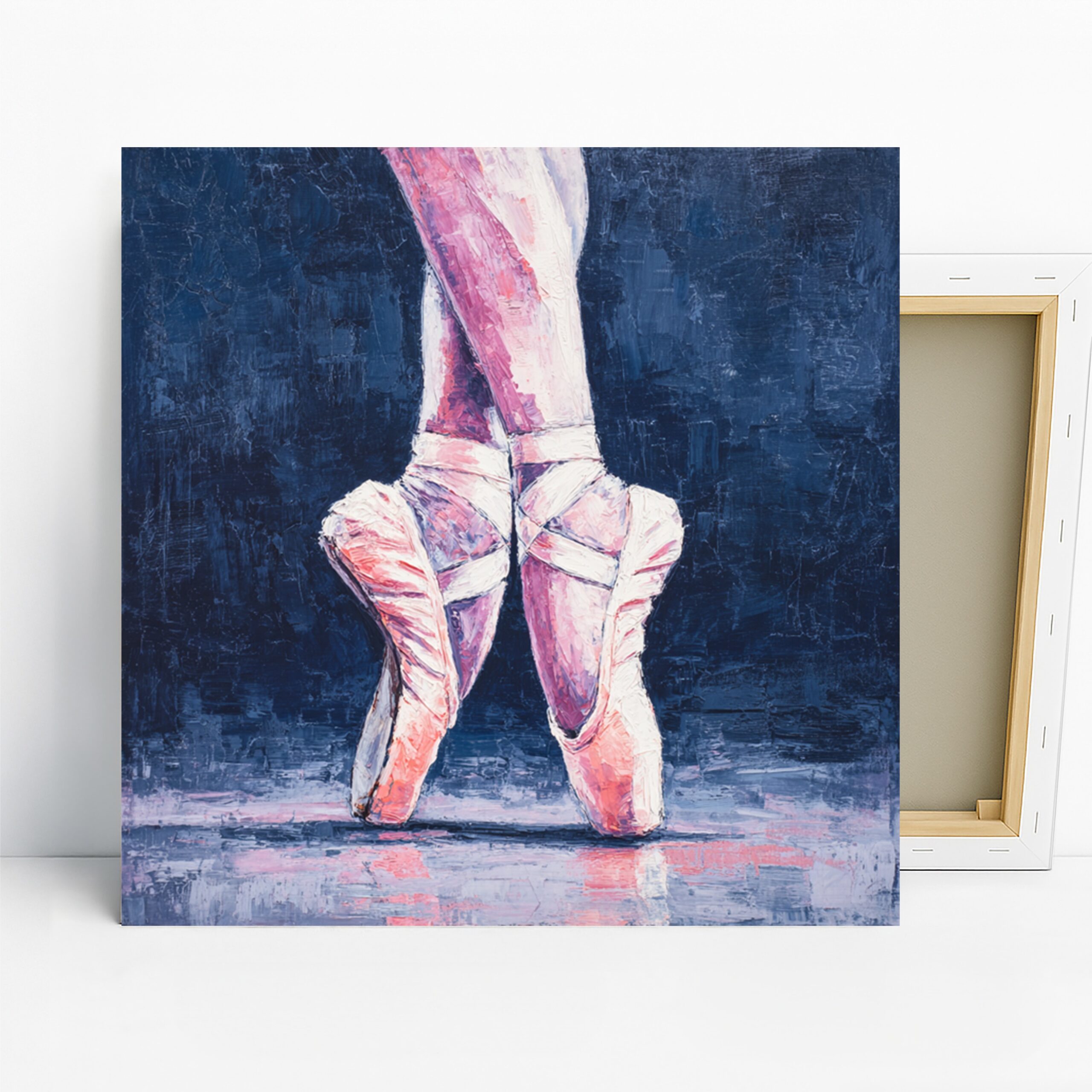 Ballet Pointe Shoes Art, Canvas or Poster, Contemporary Minimalist Decor, Bedroom Living Room Office Wall Art, Pink Blue White Colors