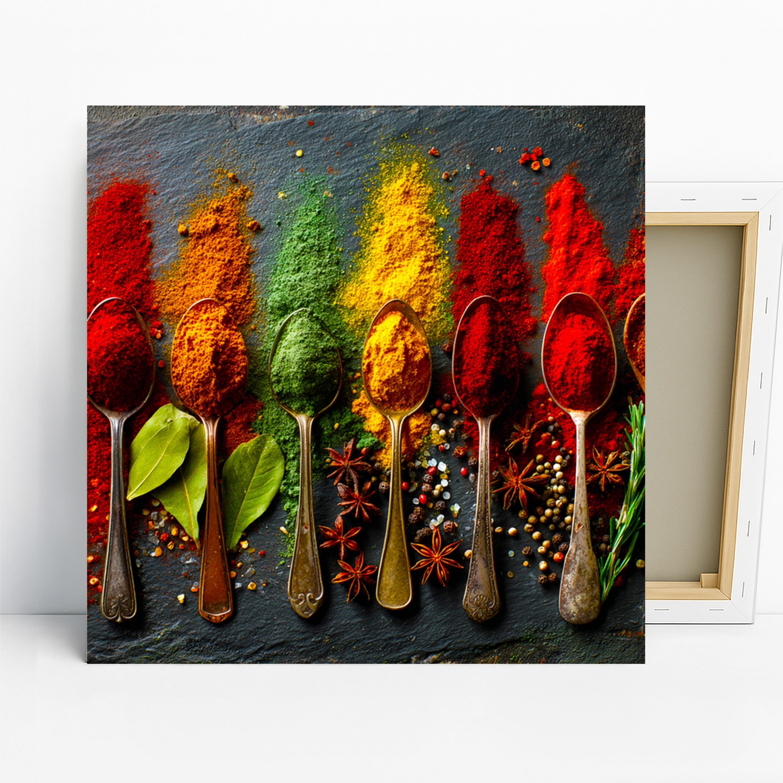 Vibrant Spice Art, Canvas or Poster, Still Life Modern Rustic Decor, Kitchen Dining Room Living Room Wall Art, Red Yellow Green Orange