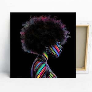 Rainbow Streaks Afro Woman Art