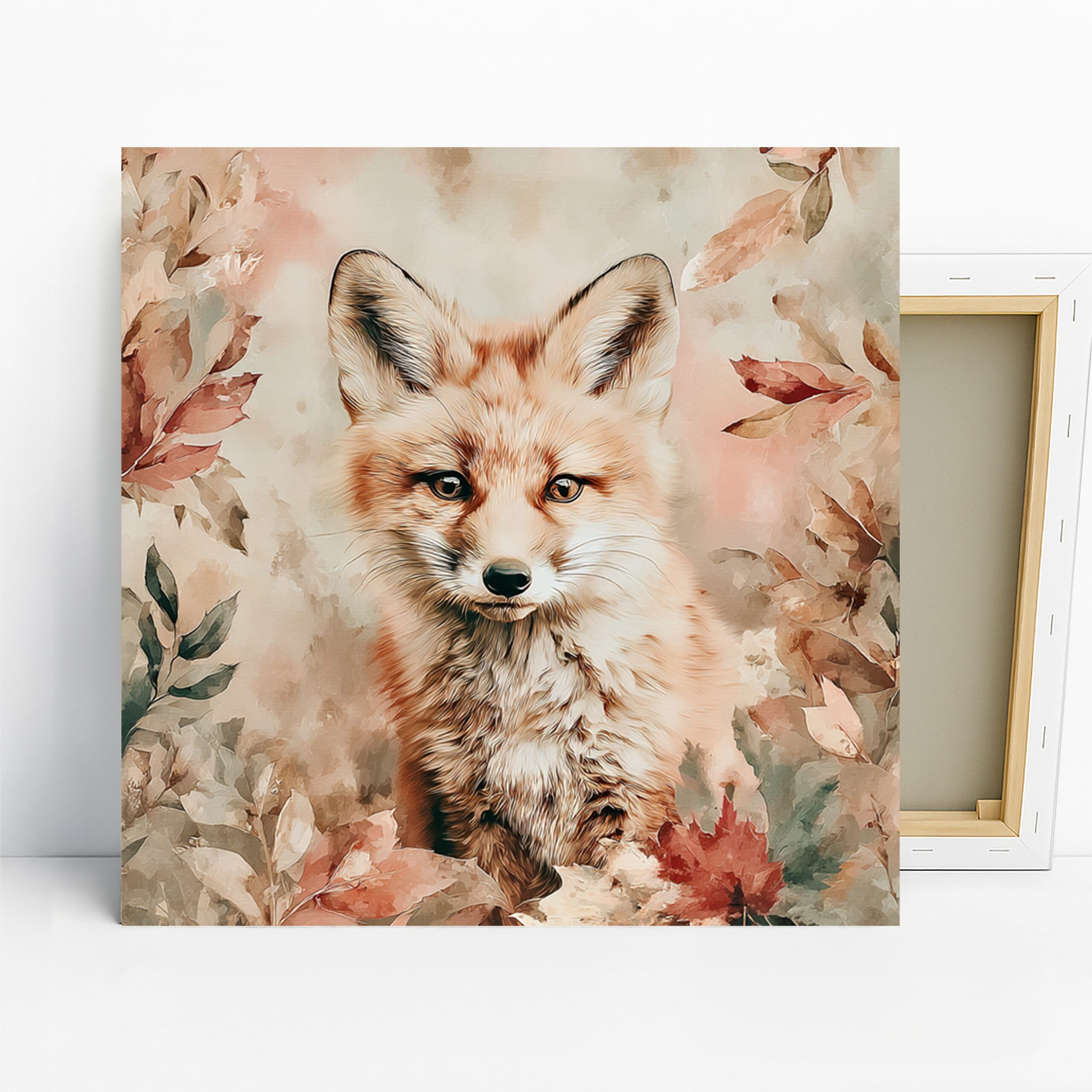 Fox Art, Canvas or Poster, Animal Contemporary Rustic Decor, Living Room Bedroom Office Nursery Wall Art, Orange White Brown Green