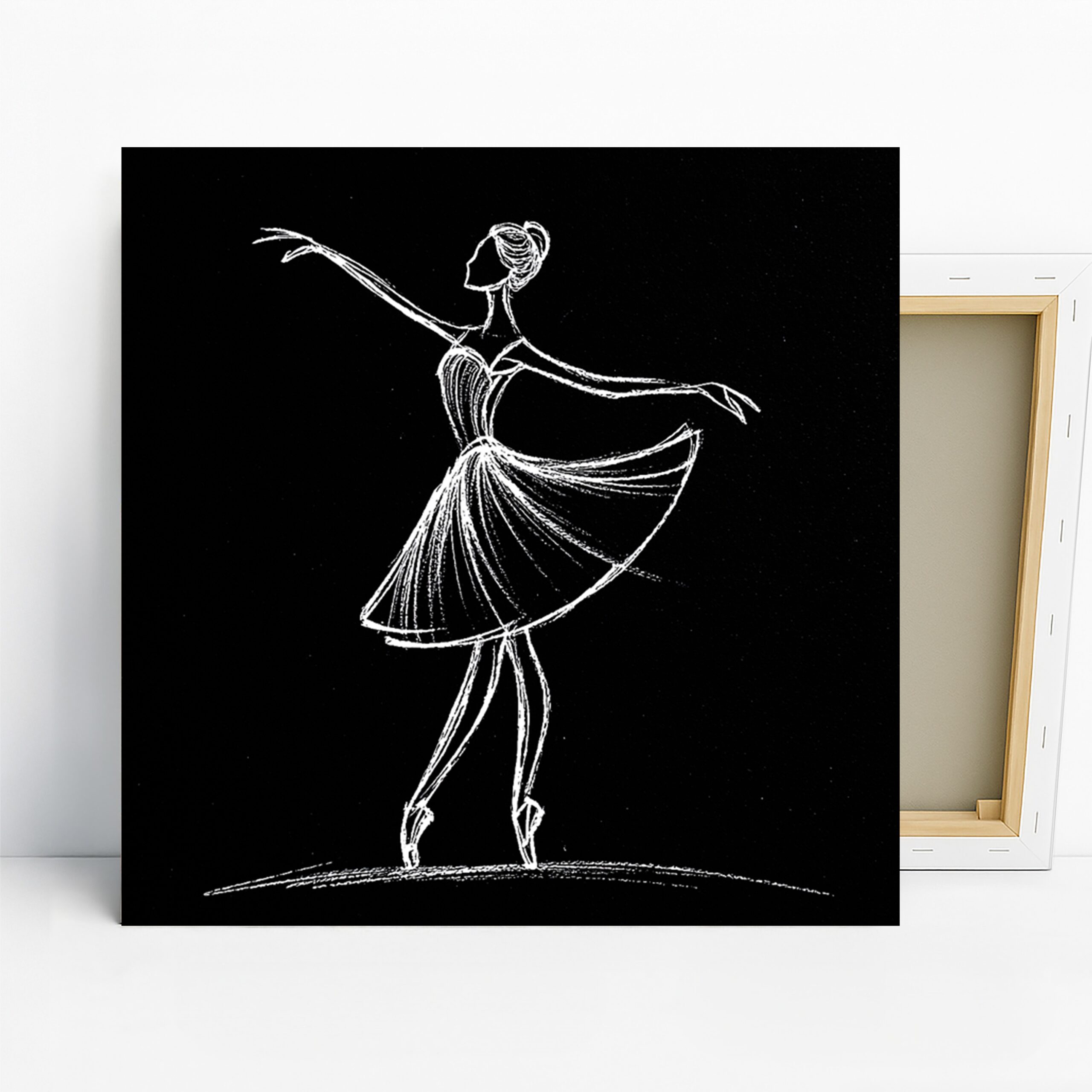 Ballet Silhouette Art, Canvas or Poster, Contemporary Minimalist Decor, Living Room Bedroom Office Wall Art, Black White, Dance Lover Gift