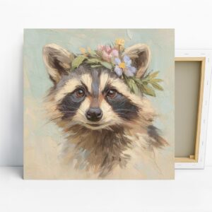 Raccoon Flower Crown Art