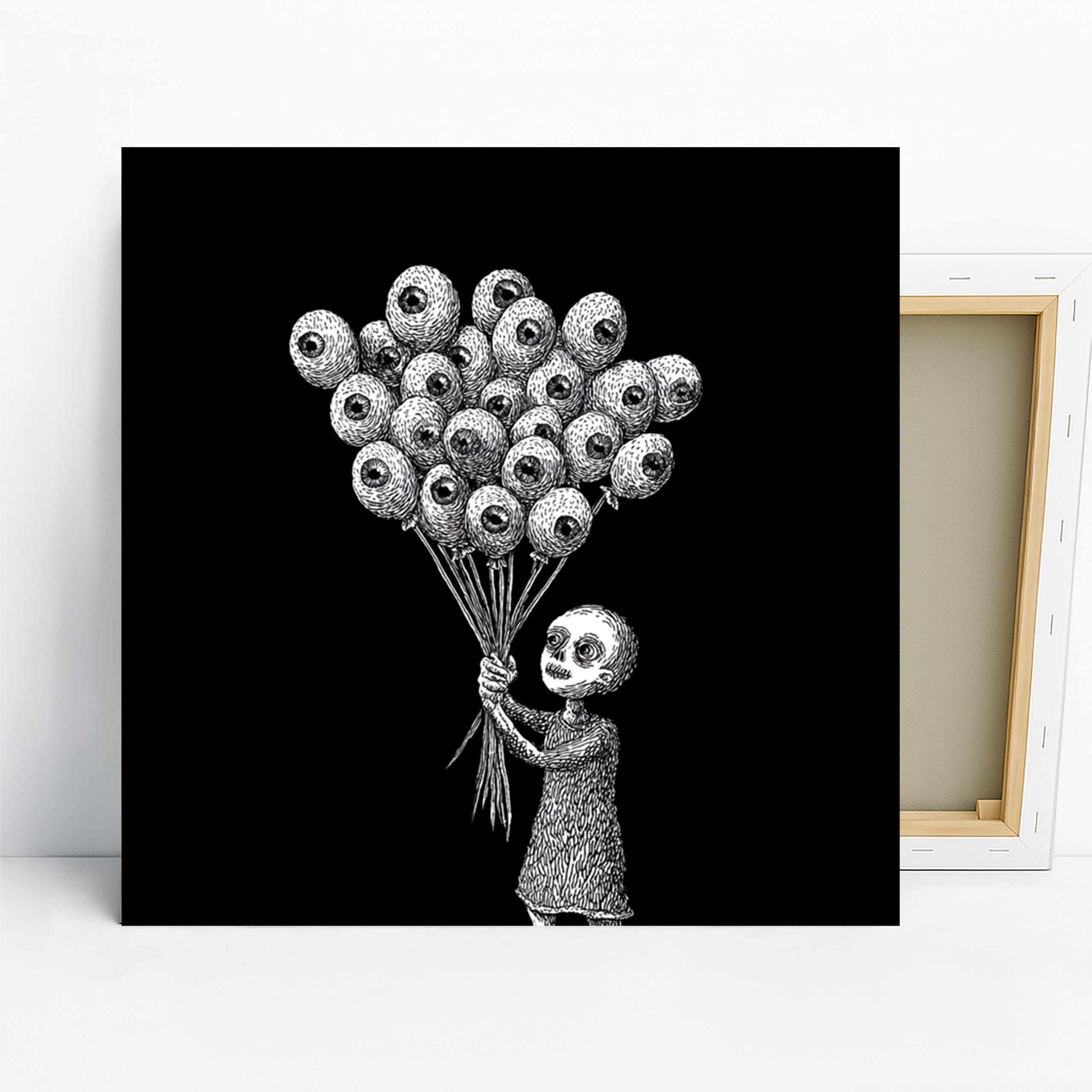 Eyeball Balloon Art, Poster or Canvas, Surrealism Modern Decor, Living Room Bedroom Office Game Room Wall Art, Black and White