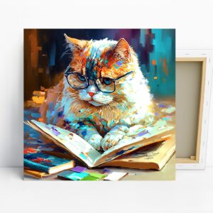 Glasses Cat Bookworm Art