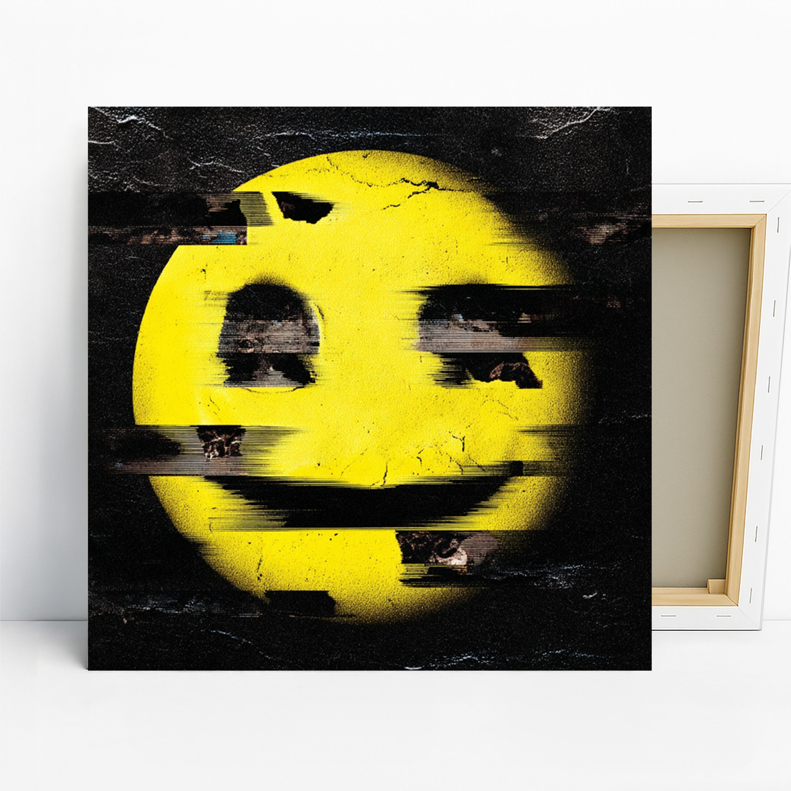 Pac-Man Art, Canvas or Poster, Pop Art Retro Decor, Game Room Office Living Room Bedroom Wall Art, Yellow Black White Modern Design