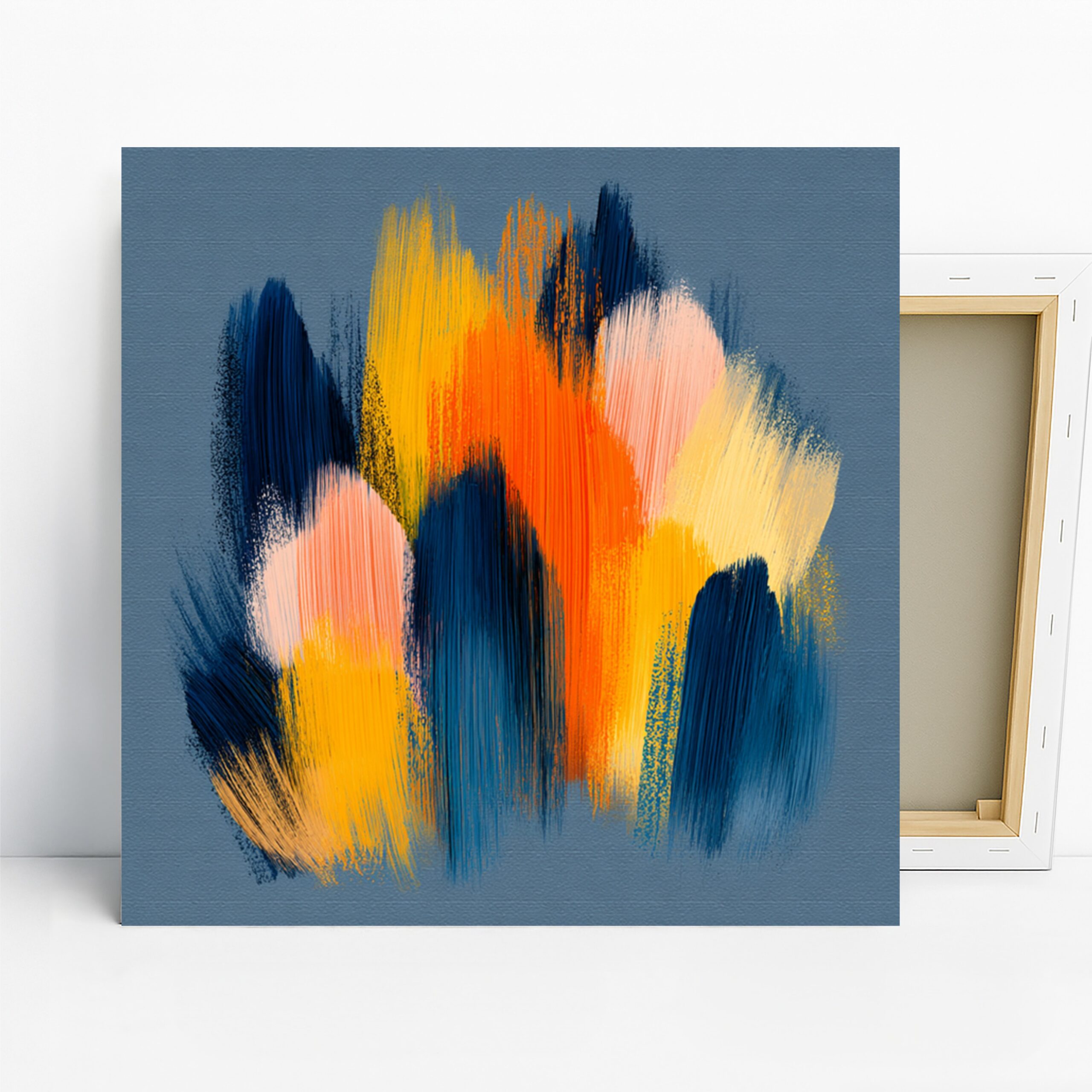 Vibrant Brushstrokes Art, Canvas or Poster, Abstract Modern Minimalist Decor, Living Room Bedroom Office Wall Art, Blue Orange Yellow Pink