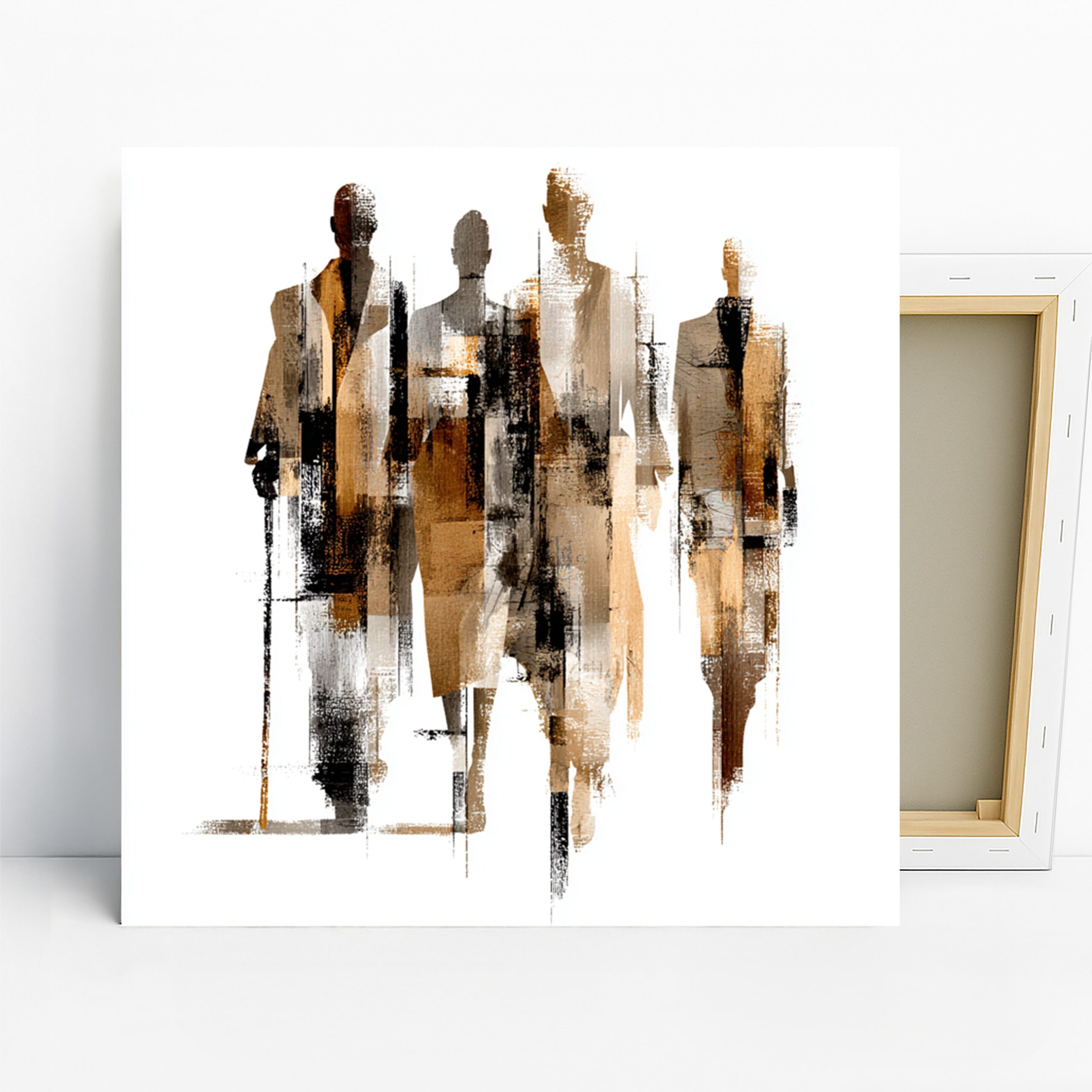 Urban Silhouettes Art, Canvas or Poster, Abstract Contemporary Decor, Office Living Room Bedroom Wall Art, Brown Black White Grey