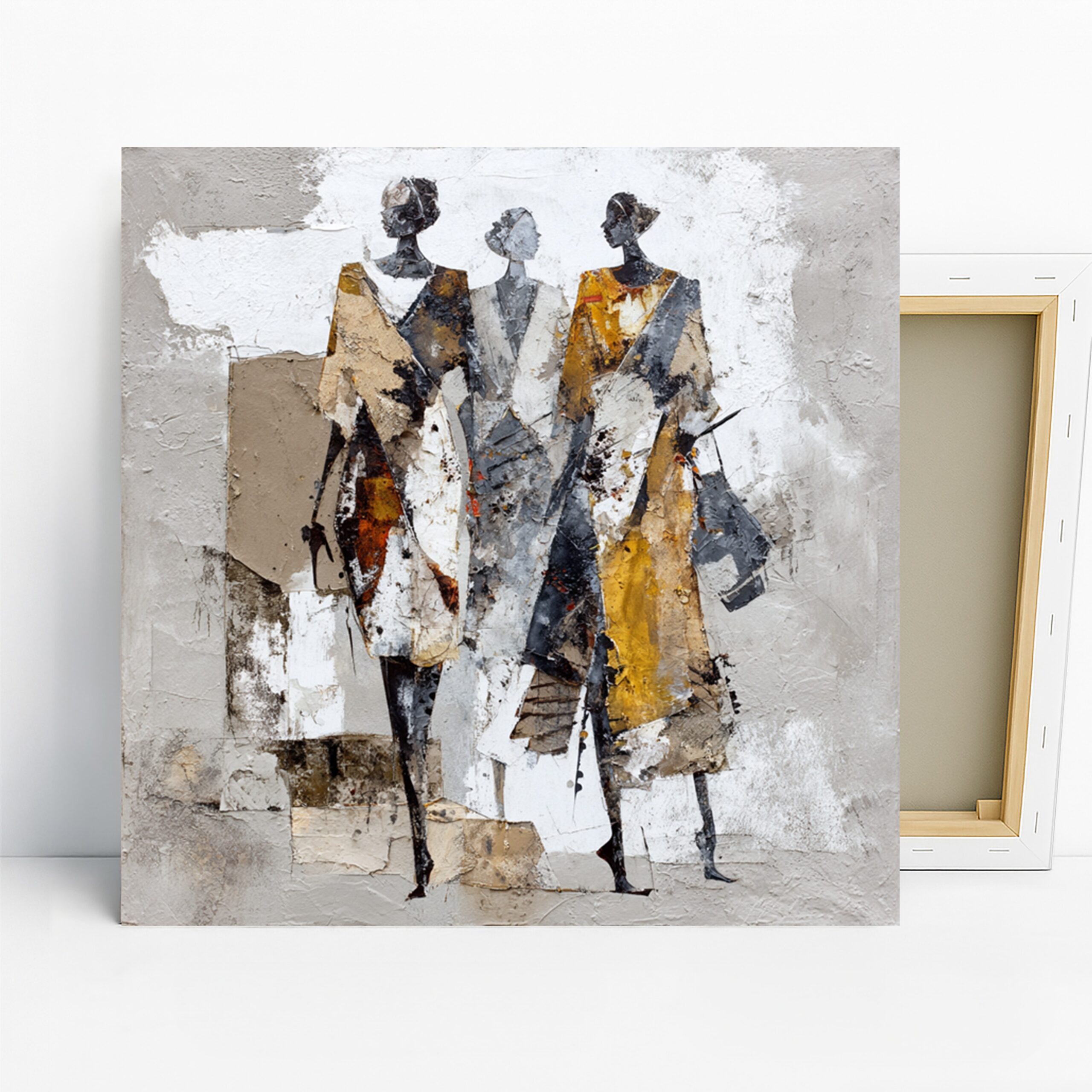 Elegant Trio Art, Canvas or Poster, Contemporary Abstract Decor, Living Room Bedroom Office Wall Art, Black Gold White Brown