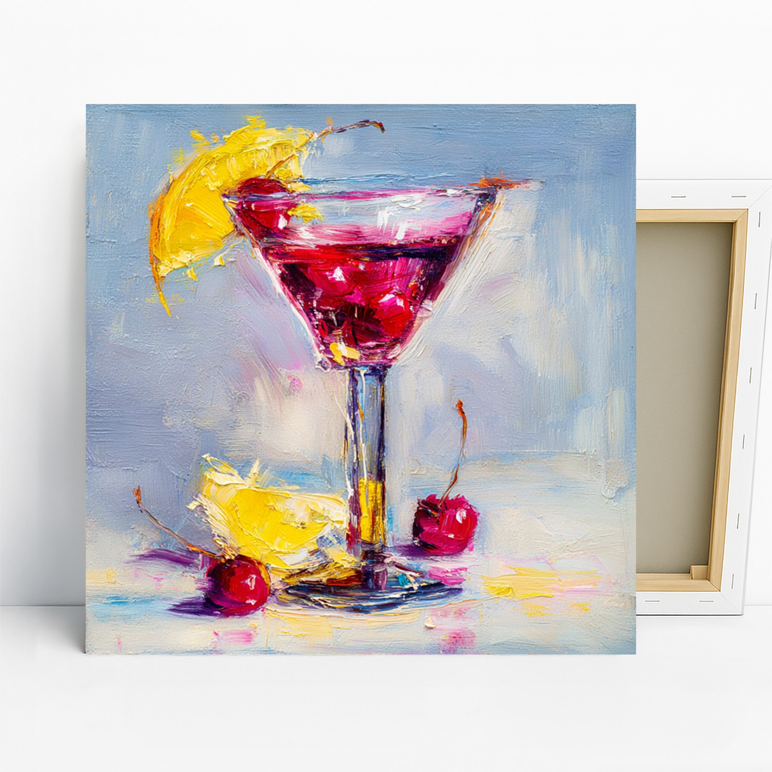 Vibrant Cocktail Art, Canvas or Poster, Still Life Contemporary Decor, Kitchen Bar Living Room Wall Art, Red Pink Yellow Blue and Glam