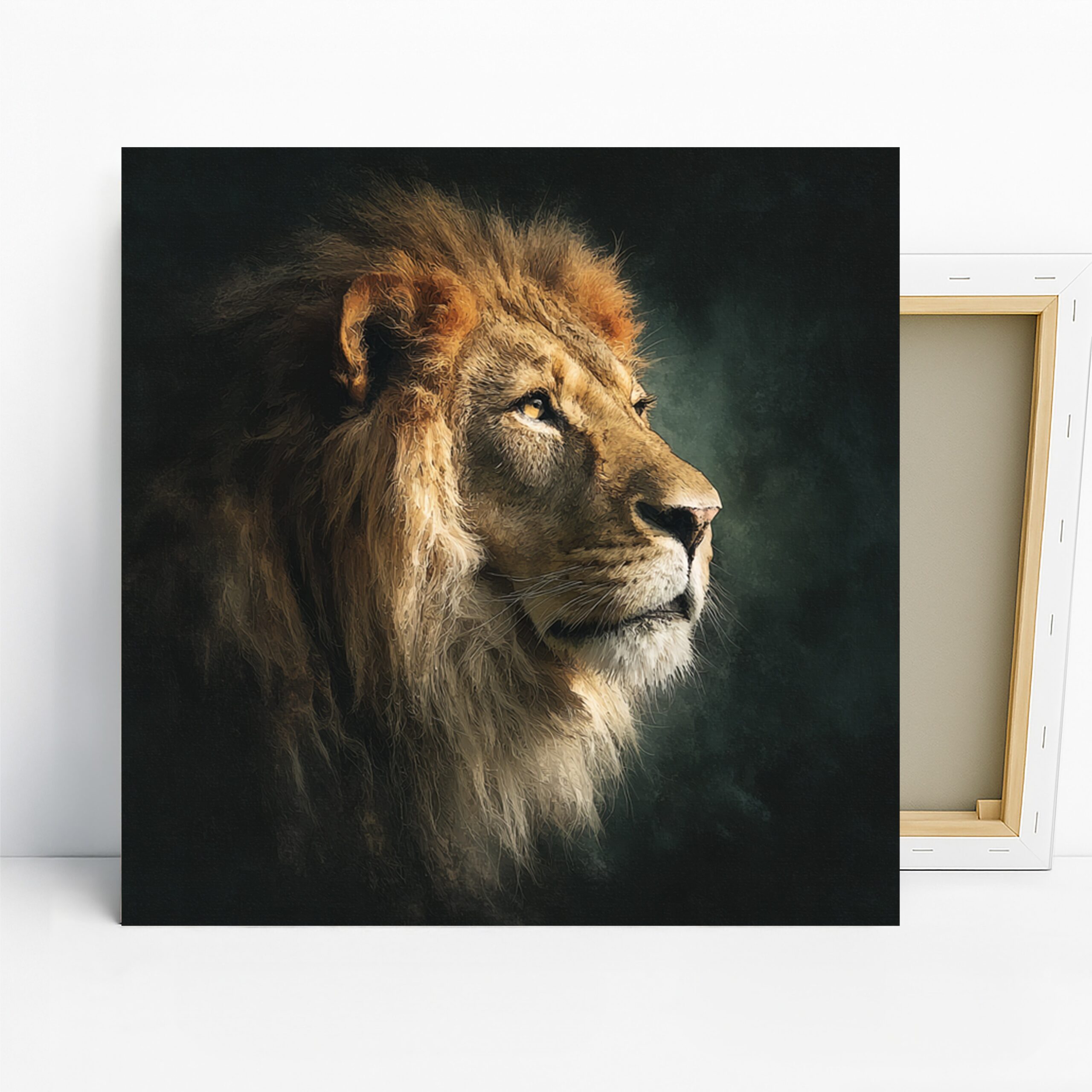 Lion Art, Canvas or Poster, Contemporary Rustic Minimalist Decor, Living Room Office Bedroom Dining Room Wall Art, Gold Brown Black White