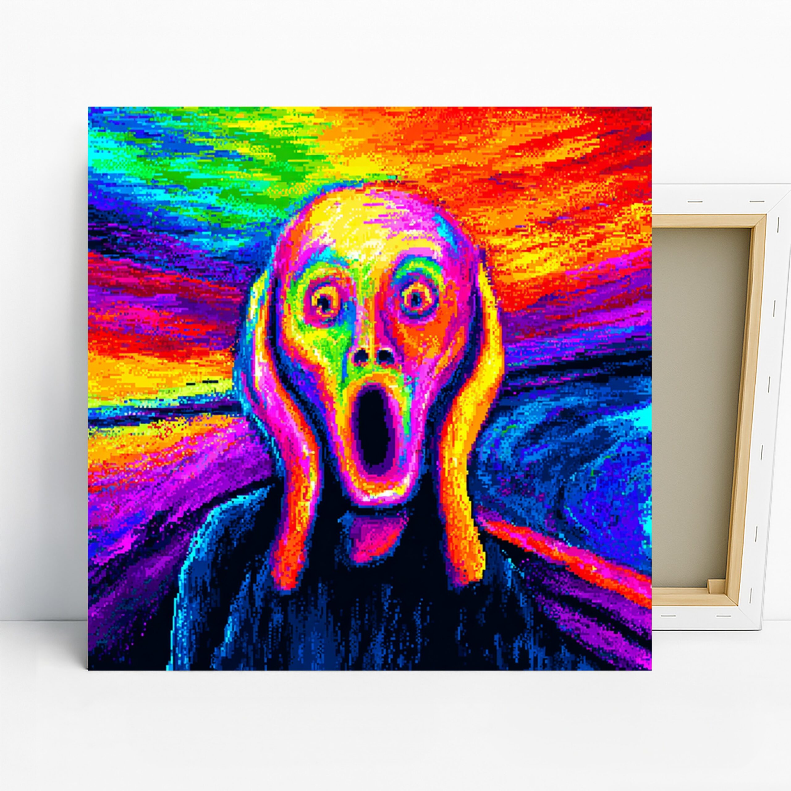 Neon Scream Art, Canvas or Poster, Surrealism Modern Decor, Living Room Bedroom Office Wall Art, Red Yellow Blue Purple