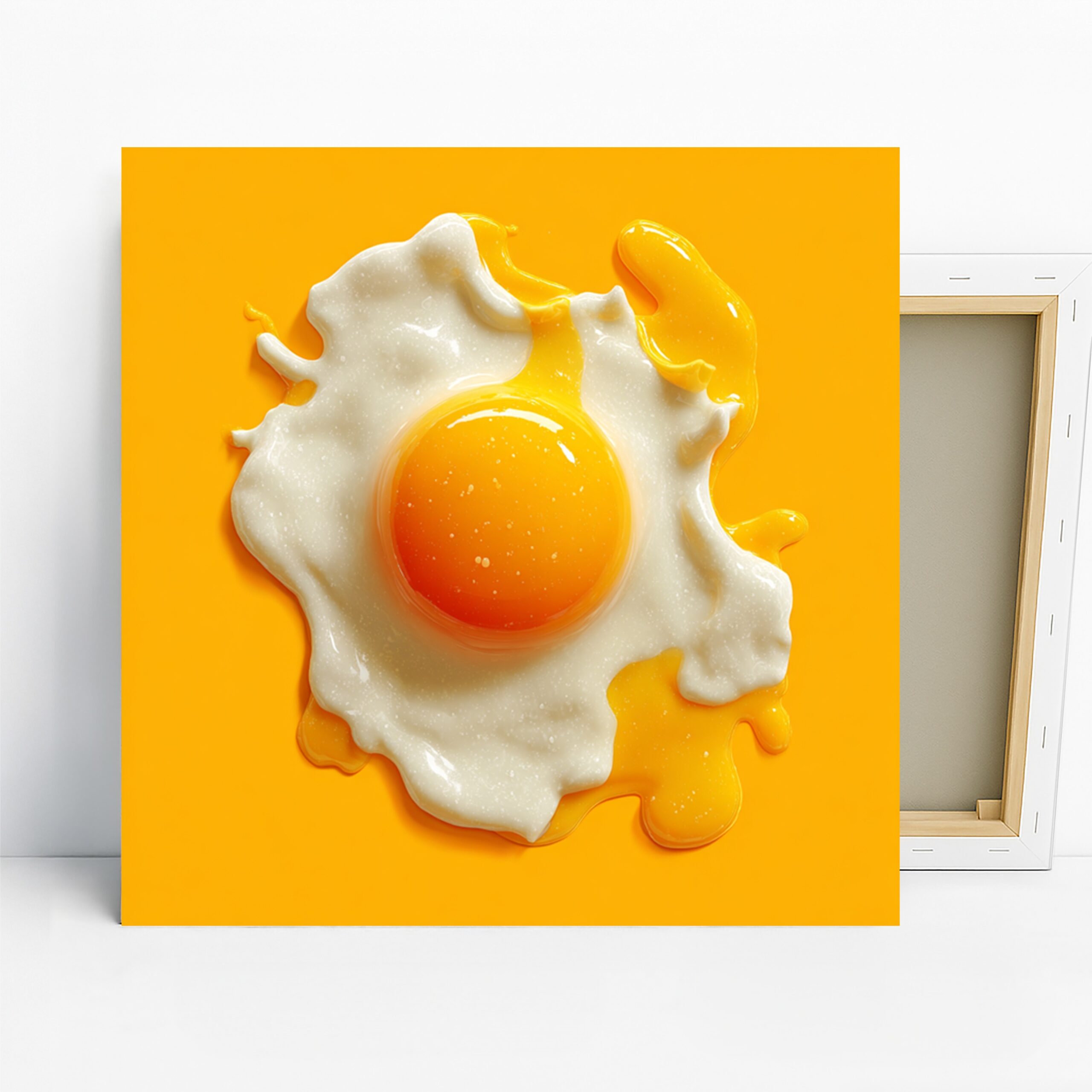 Sunny Side Up Egg Art, Canvas or Poster, Contemporary Minimalist Decor, Kitchen Dining Room Cafe Wall Art, Yellow White Orange