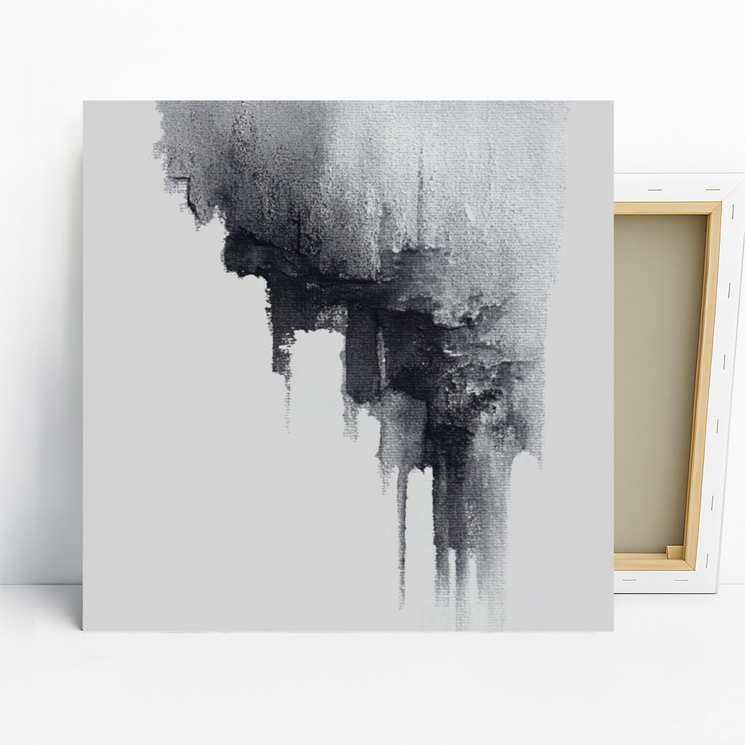 Monochrome Brushstroke Art, Canvas or Poster, Abstract Minimalism Decor, Living Room Office Bedroom Bathroom Wall Art, Black White Grey