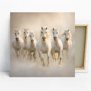White Horses Running Art