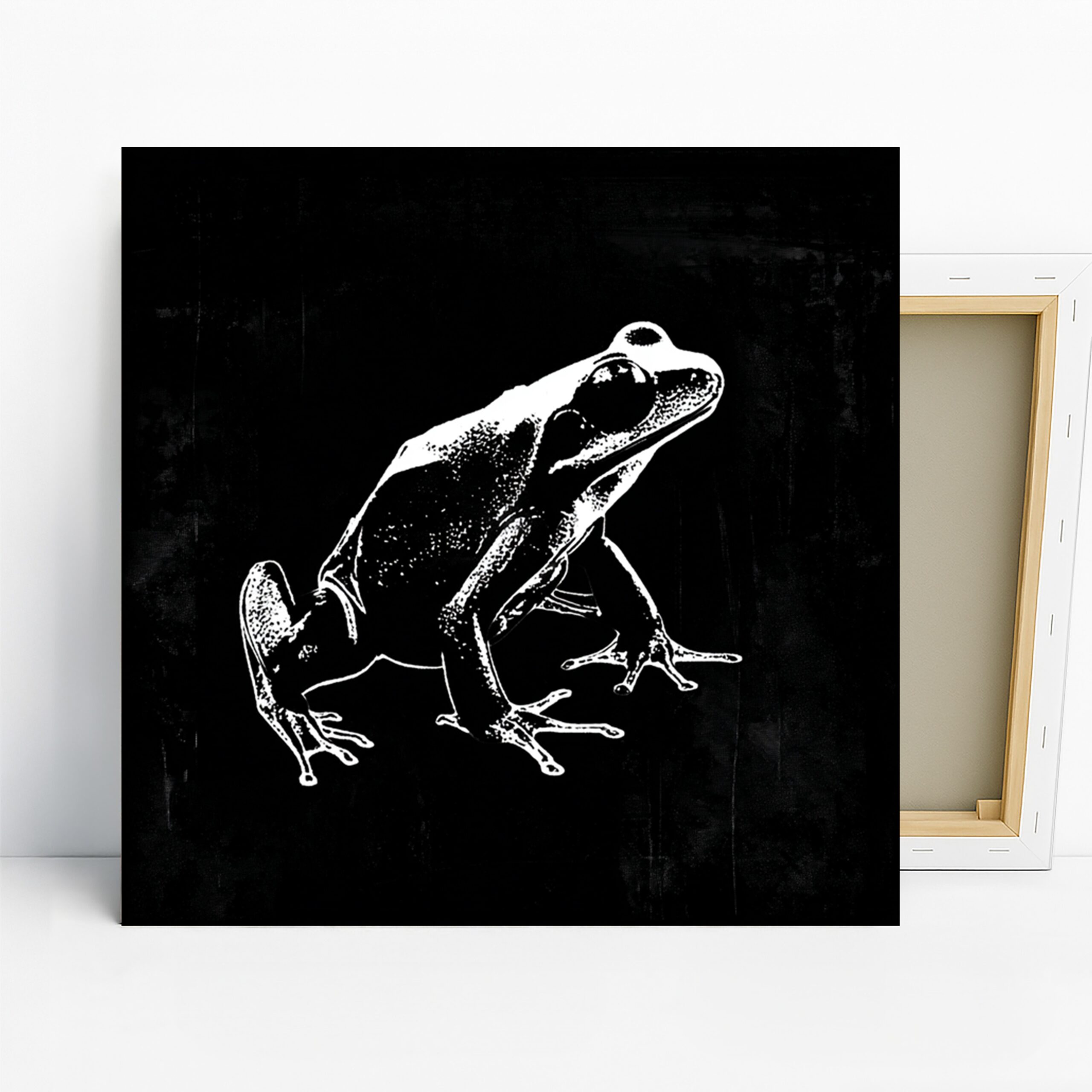Frog Art, Canvas or Poster, Contemporary Minimalist Decor, Living Room Office Bedroom Bathroom Wall Art, Black and White, Nature Wall Art